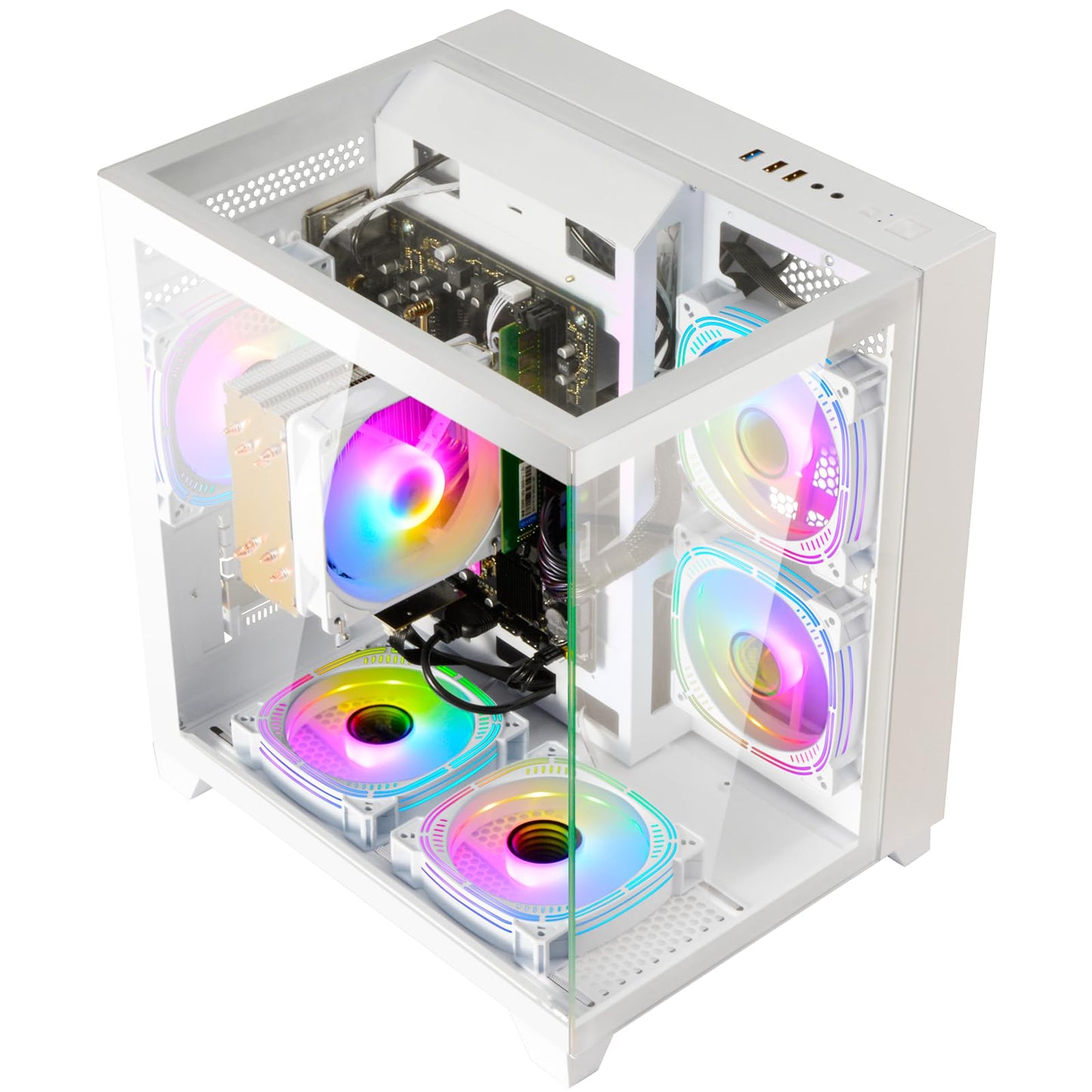 LXZ Desktop PC Computer Ryzen 5-5600GT 8 core 3.6GHz, 16G DDR4 RAM, 512G NVME SSD, Tower Computer with 400W Power Supply for Working, Home and Office (White)