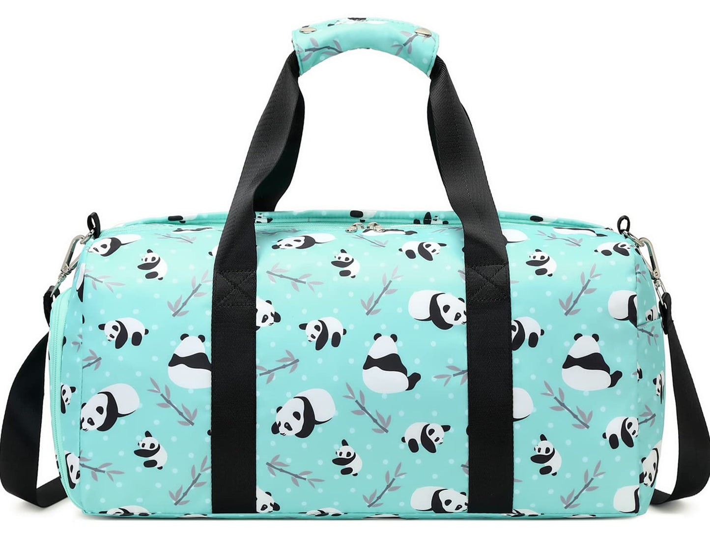 Octsky Sports Gym Bag Teens Dance Bag Gymnastics Bag Panda Weekender Bag with Shoe Compartment and Wet Pocket