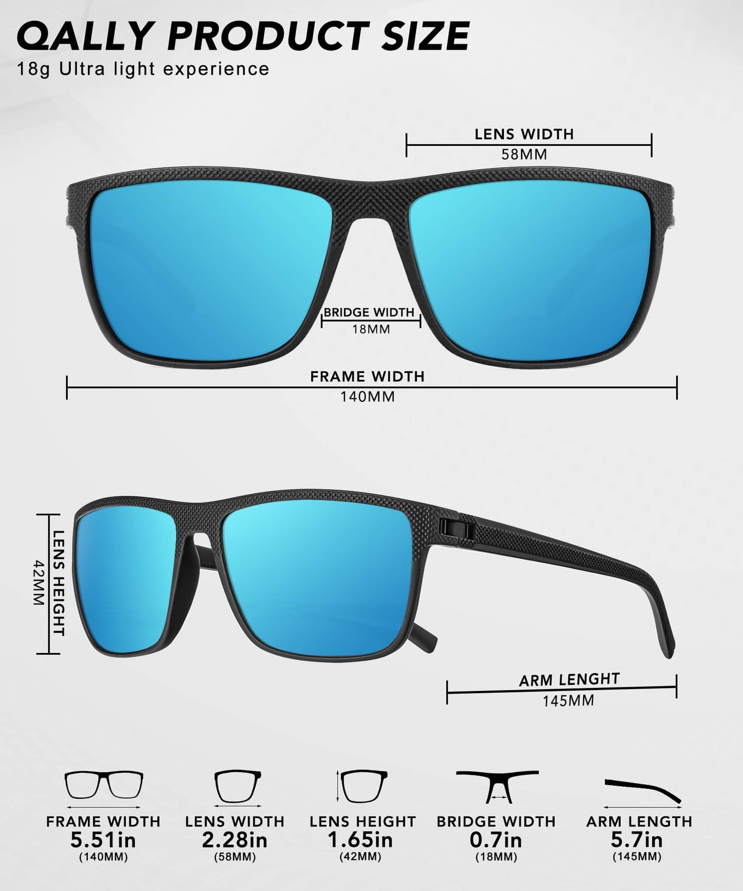 QALLY Polarized Sunglasses Men, Mens Sunglasses Polarized UV protection Lightweight Sun Glasses for Driving Fishing Golf