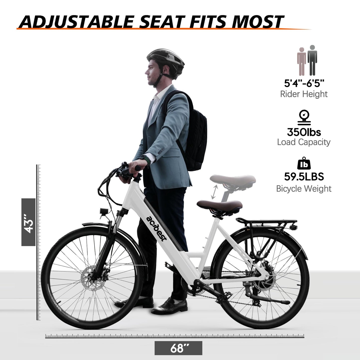 ACTBEST Core Electric Bike for Adults - 468Wh Removable Battery, 26 inch Step Thru Electric Bicycle, 350W(Peak 750W) Brushless Motor Cityrun Ebike, with 7 Speed, Up to 50 Miles, White