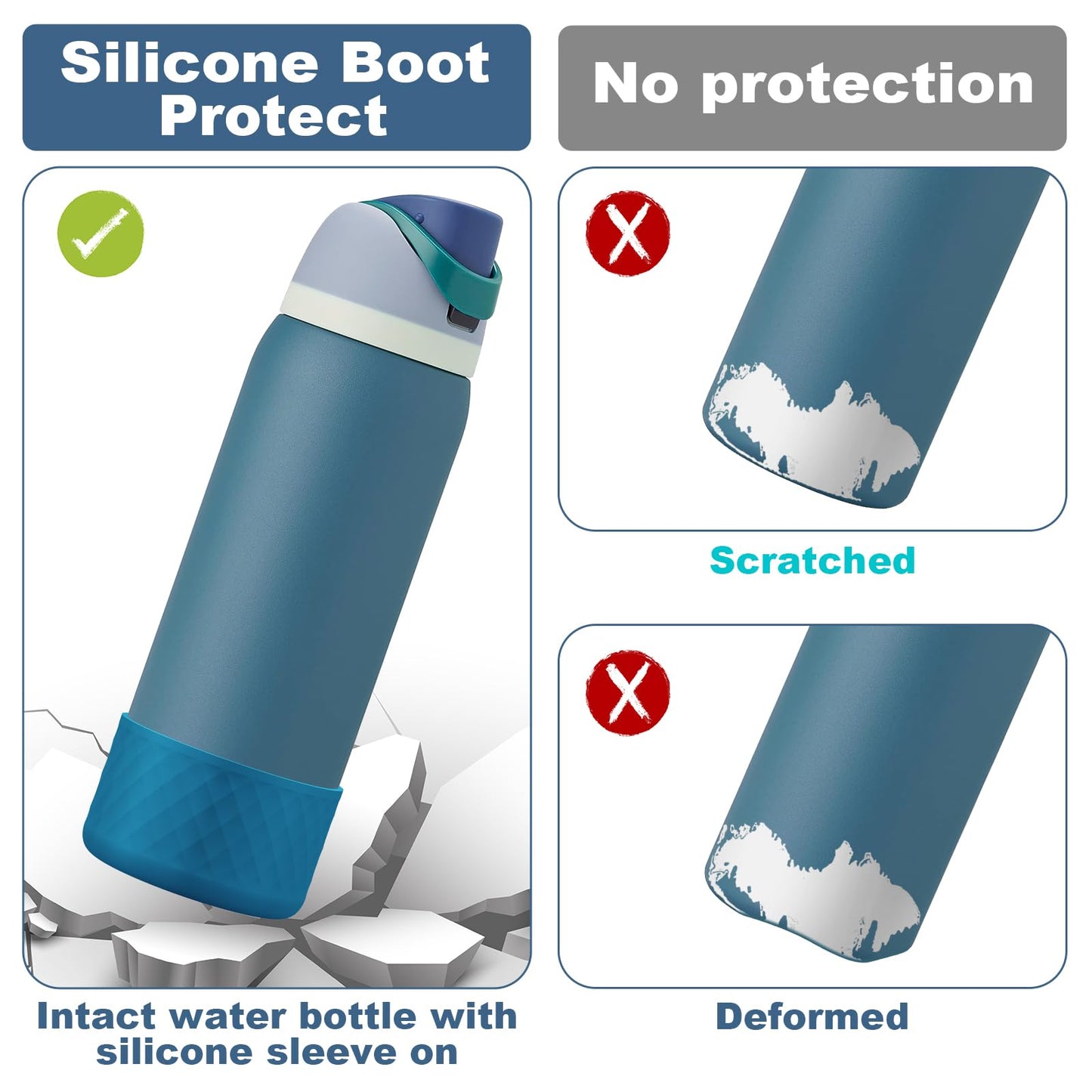 Alwenid 2PCS Silicone Water Bottle Boot for Owala 40 Oz, Anti-Slip Protective Sleeve Bottom Bumper Protector for FreeSip, Twist, and Flip Stainless Steel Water Bottles (Dark Blue)