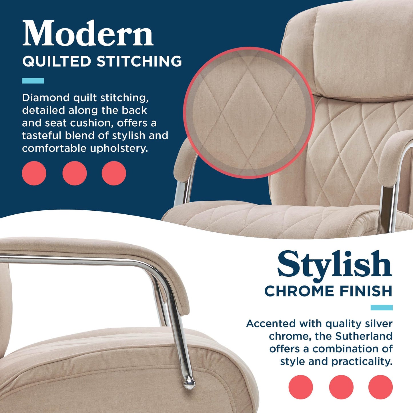 La-Z-Boy Sutherland Ergonomic Bonded Leather Swivel Computer and Desk Chair, Ivory (CHR10048C)