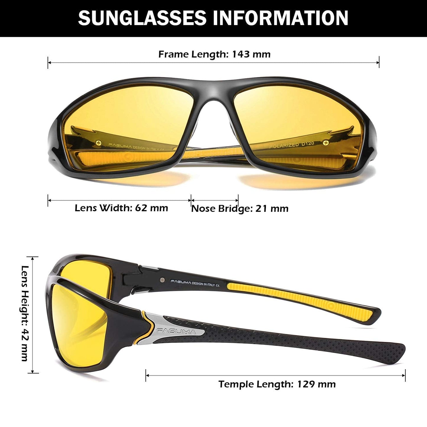 FAGUMA Sports Polarized Sunglasses For Men Cycling Driving Fishing 100% UV Protection