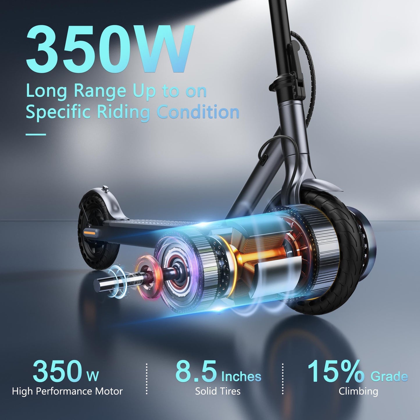 VOLPAM Electric Scooter, 350W/500W, 8.5"/10" Tires, 12/21/28 Miles Range, 16/19/22Mph, Folding E-Scooter with Dual Braking (8.5''-21Miles-350W-Orange)