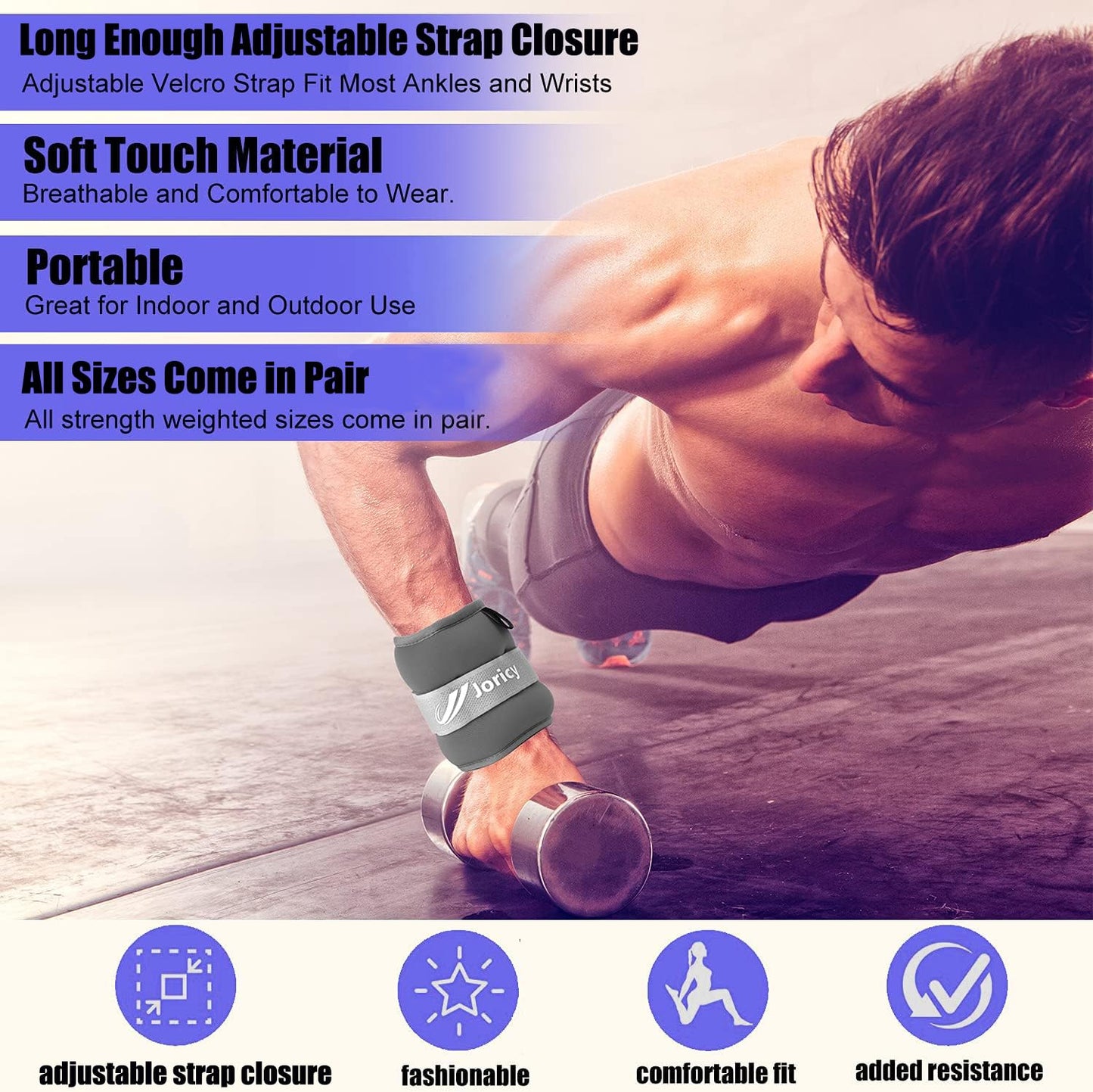 Ankle Weights, 1/2/3/4/6/8/10/12/20 LBS 1 Pair Wrist Leg Arm Weights for Women Men Kids Child with Adjustable Straps, Strength Weighted for Jogging, Running, Walking, Fitness, Gym Workout