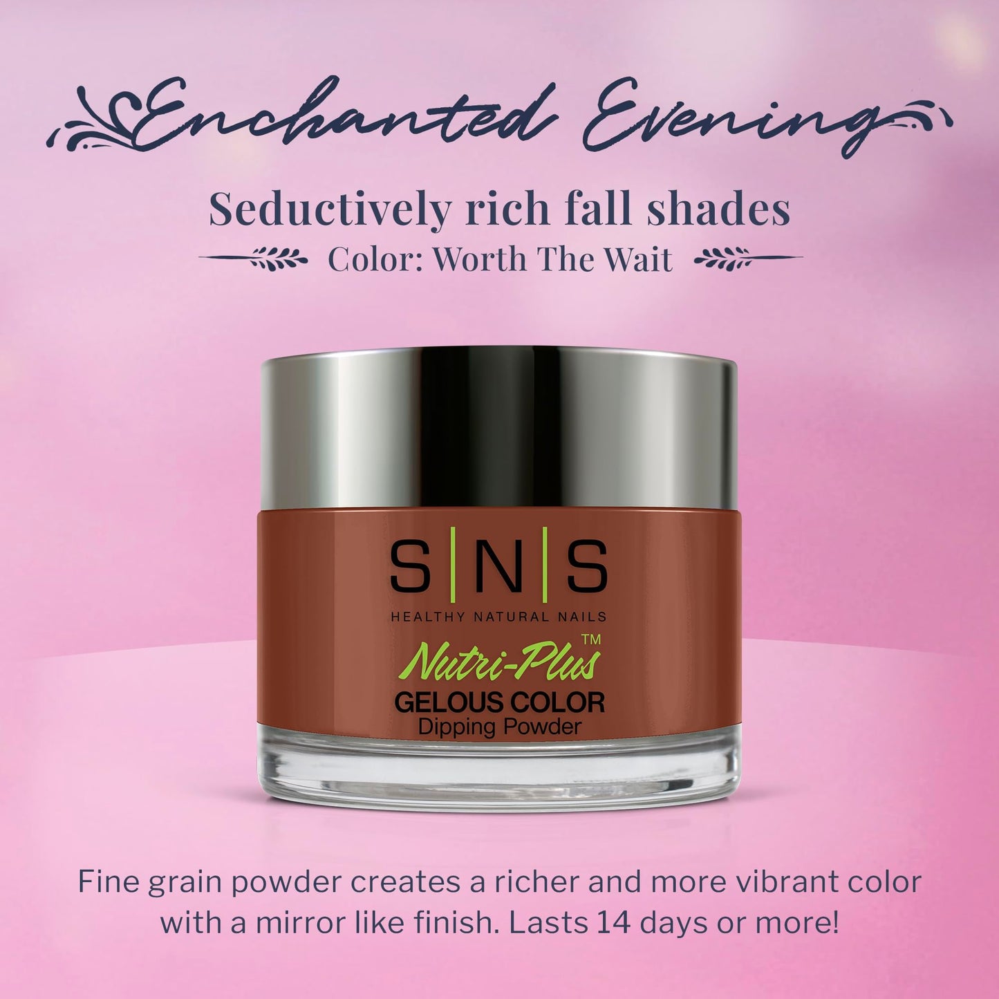 SNS Nail Dip Powder, Gelous Color Dipping Powder - Worth The Wait (Brown), EE23- Long-Lasting Acrylic Nail Color & Polish Lasts 14 Days - Low-Odor & No UV Lamp - 1 Oz