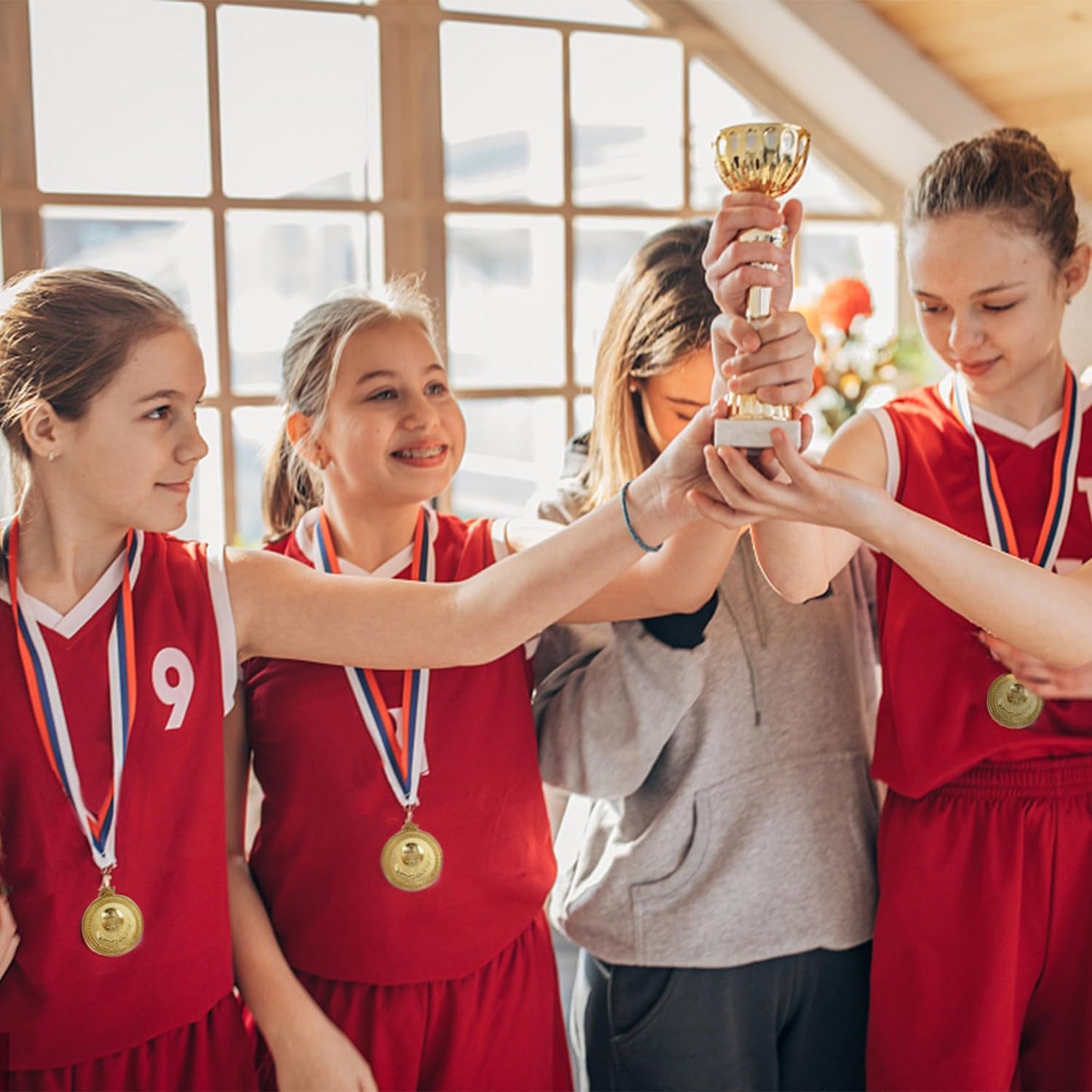 HDWerker 12 Pieces Metal Winner Gold Award Medals Bulk for Awards, Olympic Style Medals Gold Prizes with Neck Ribbon,for Adults Sports, Competitions, Party Events(Gold/12PCS)