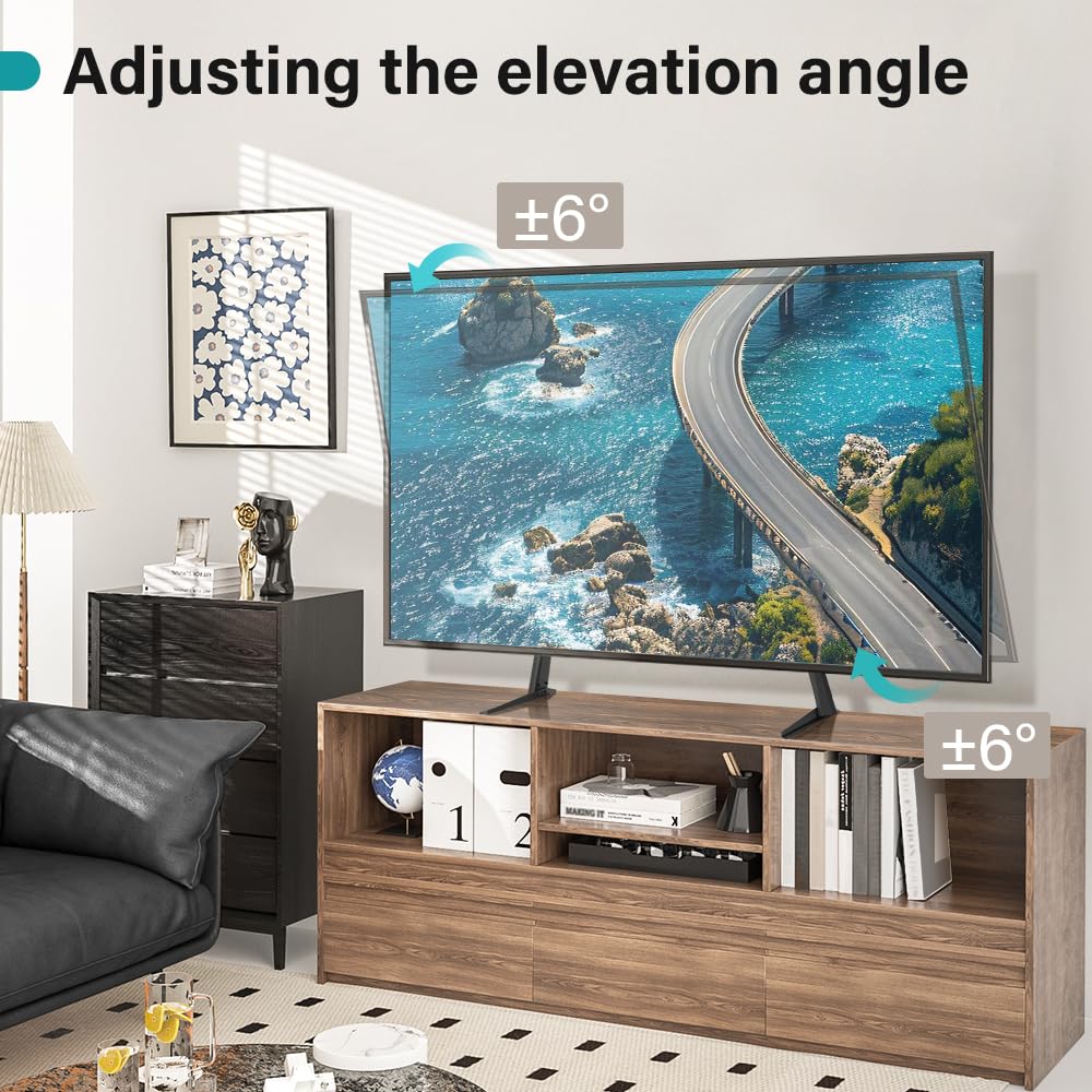 BFTOU Black Universal TV Stand Tabletop for 27 to 65 inch LCD Flat Screen TV,Max VESA 800 x 400mm, Height Adjustable TV Base Holds up to 88lbs
