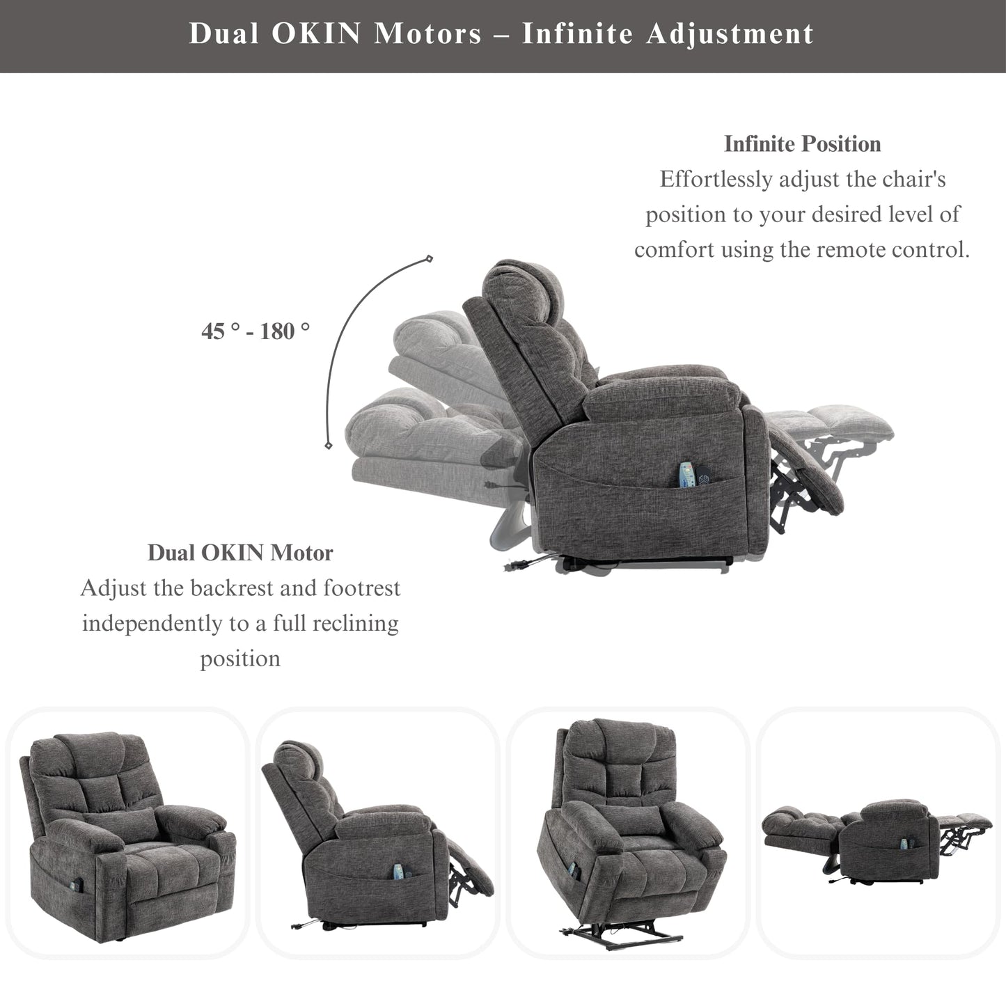 Power Lift Recliner for Elderly Adults, Dual Motor Lay Flat Lift Chair with Heat Massage, Cup Holder & Wireless Phone Charger, USB Type C Charging, Big Tall 400 lbs