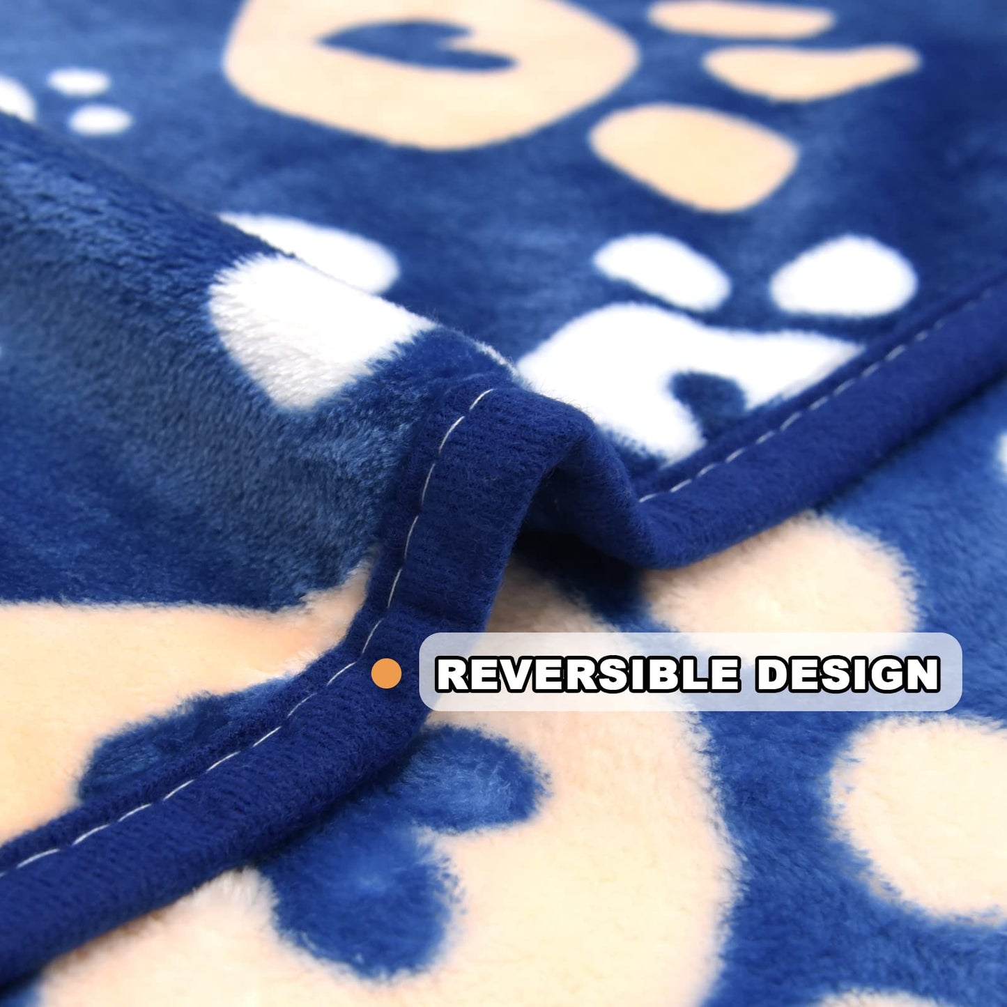 AHOOCUSTOM Dog Blanket, Soft Fleece Dog Blankets for Small Medium Dogs, Fluffy Flannel Pet Cat Puppy Blanket Mat Cover for Bed Couch, Cute Paw Print Throw Blanket for Dogs, Blue 40"X30"