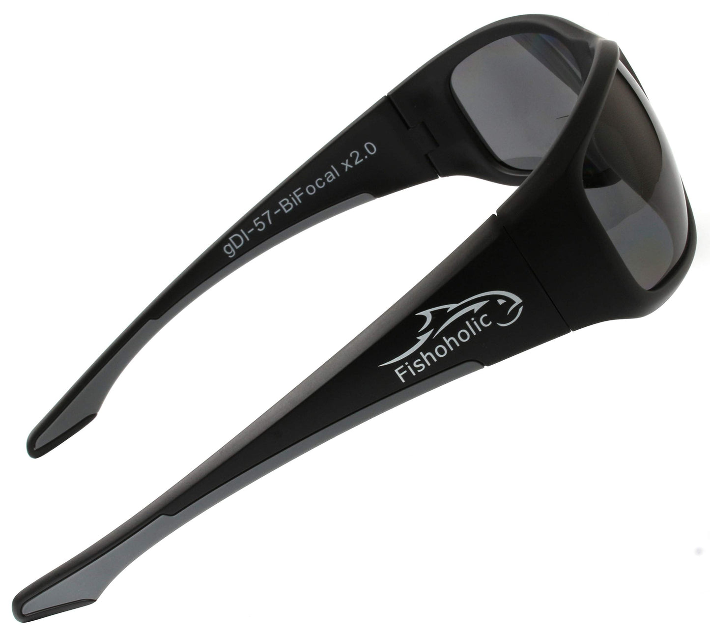 Fishoholic BiFocal - x1.5 x2.0 x2.5 (Reader) Magnification - Polarized Bi-Focal Fishing Sunglasses - UV400 Great Fishing Gift (Vx2.0-MB-MB-gry)