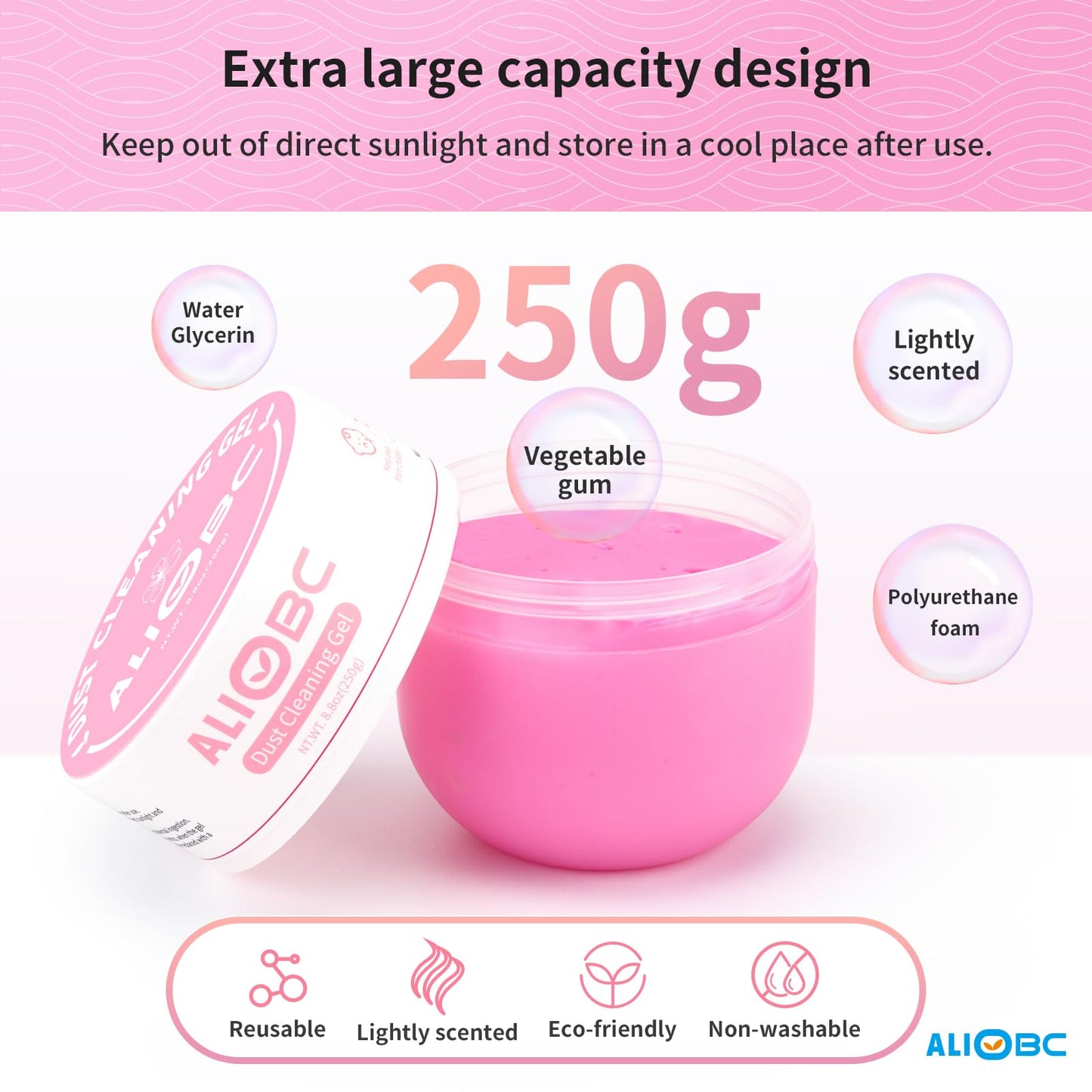 ALIOBC Car Cleaning Gel, 250g Keyboard Cleaner Cleaning Putty for Car Interior Car Slime Cleaner Dust Cleaning Gel Car Putty for Cleaning Car Gel Cleaner Pink