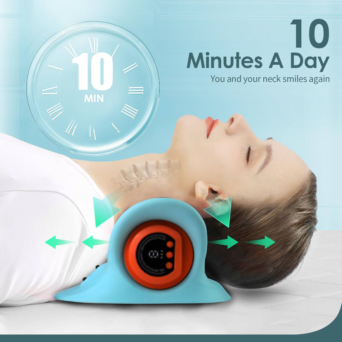 Hugterra Neck Massager, Electric Neck and Back Traction Relaxer Portable Compact Massage Pillow for Chair Ideal