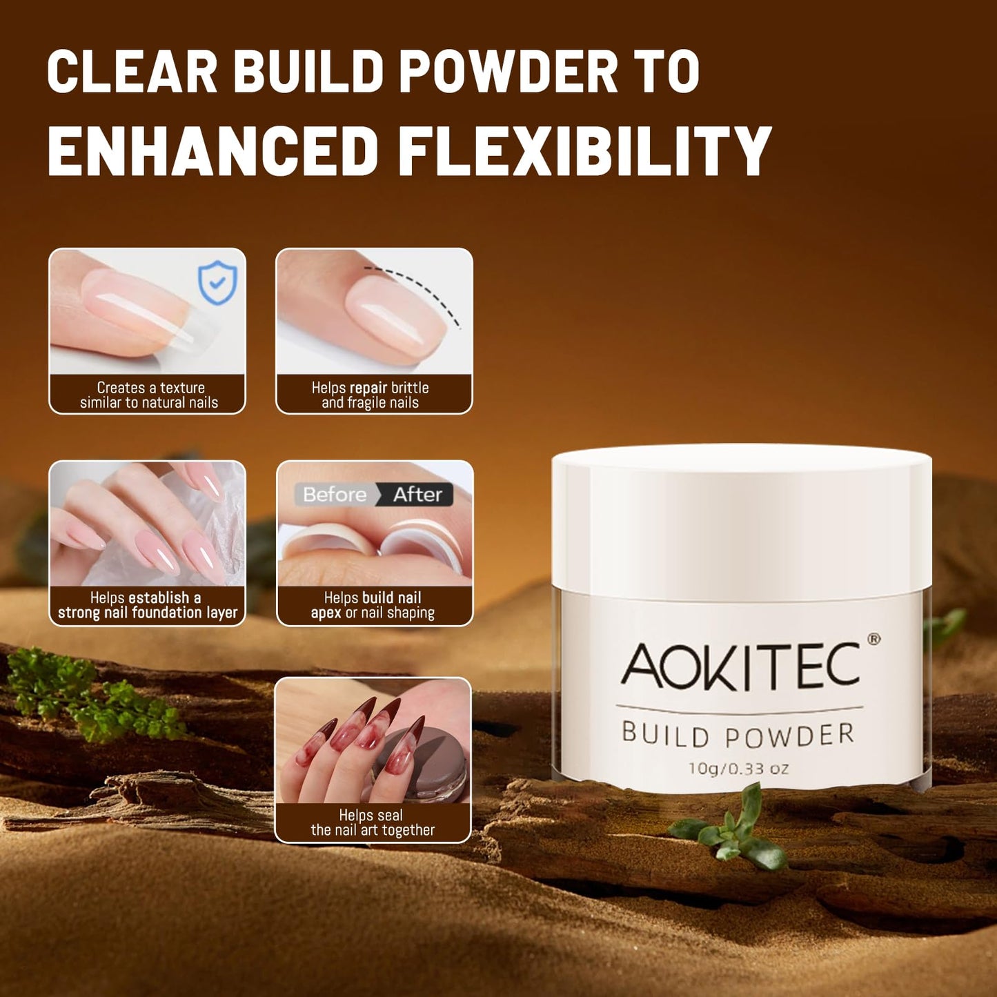 Aokitec 23pcs Dip Nail Kit - 8 Colors Fall Series with Clear Base Activator Top Gel Dipping Powder Liquid Set for French Manicure
