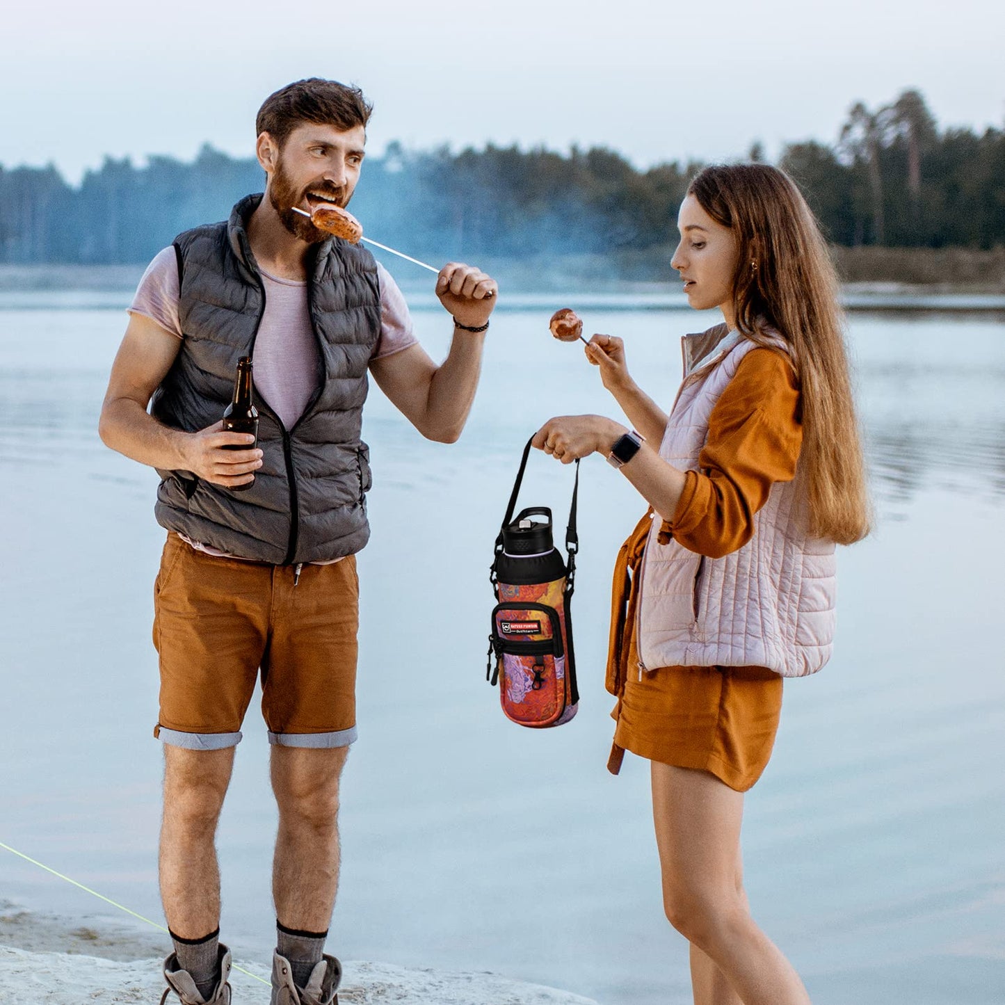 NATURE PIONEOR Water Bottle Carrier Holder Sleeve with Adjustable Strap25 32 40 oz, Insulated Water Bottle Holder Sling Bag