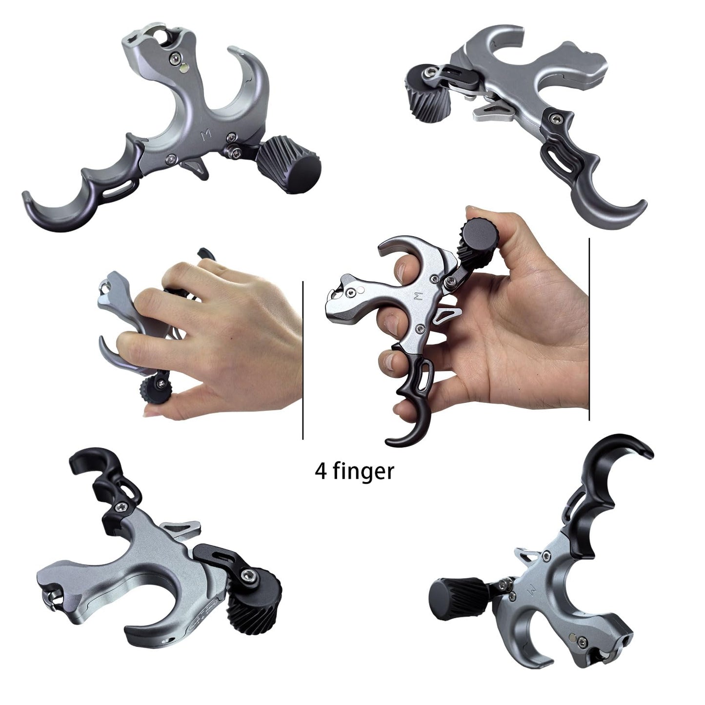 Compound Bow Aid Releaser with Wrist Straps and Adjustment Tool,Archery Release Aids with 3&4 Thumb Release Adjustable,Aluminum Alloy Aids.for left and right Handers. (Grey)