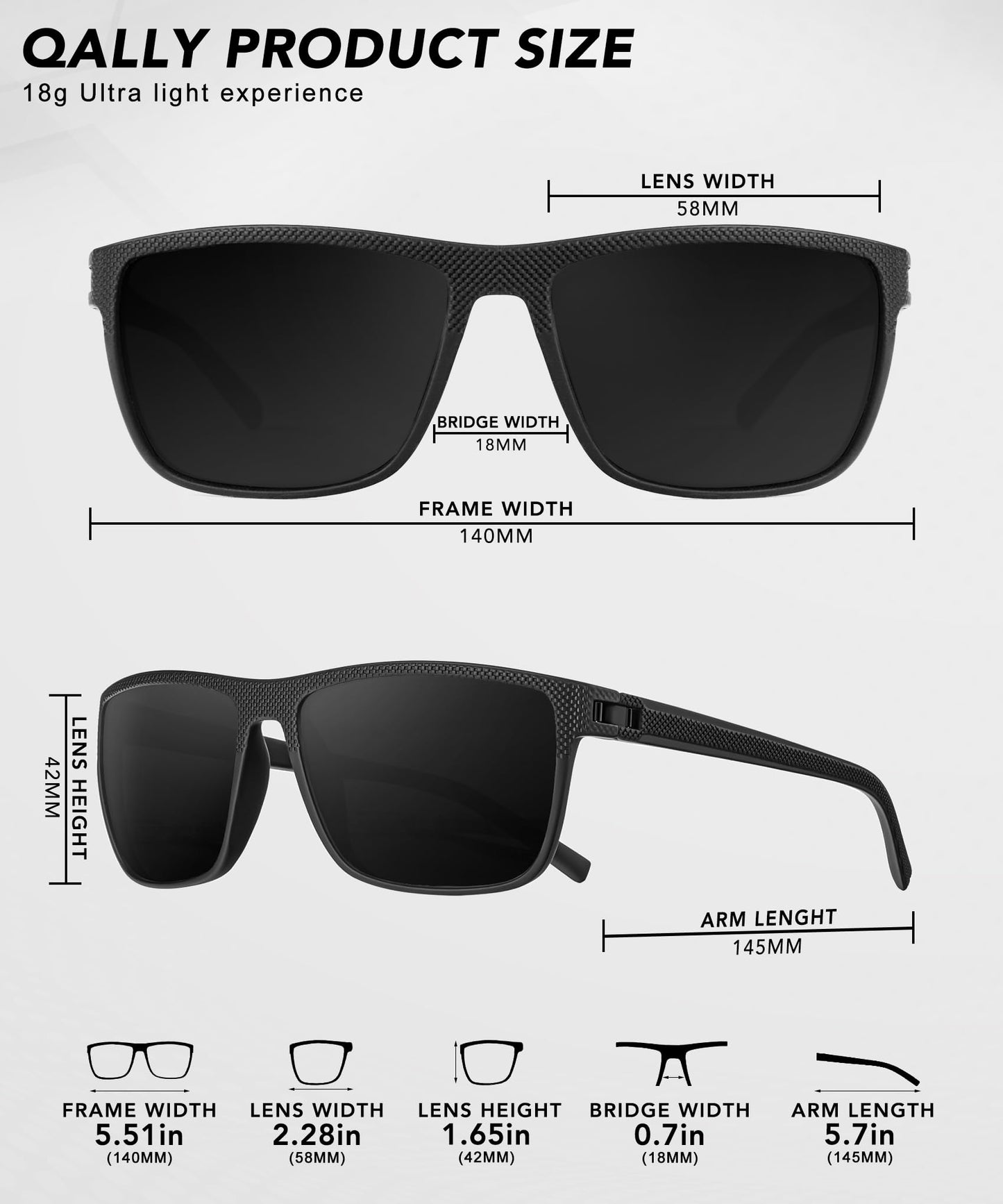 QALLY Night Vision Glasses Men, Polarized Sunglasses Men with UV protection Lightweight Sun Glasses for Driving Fishing Golf