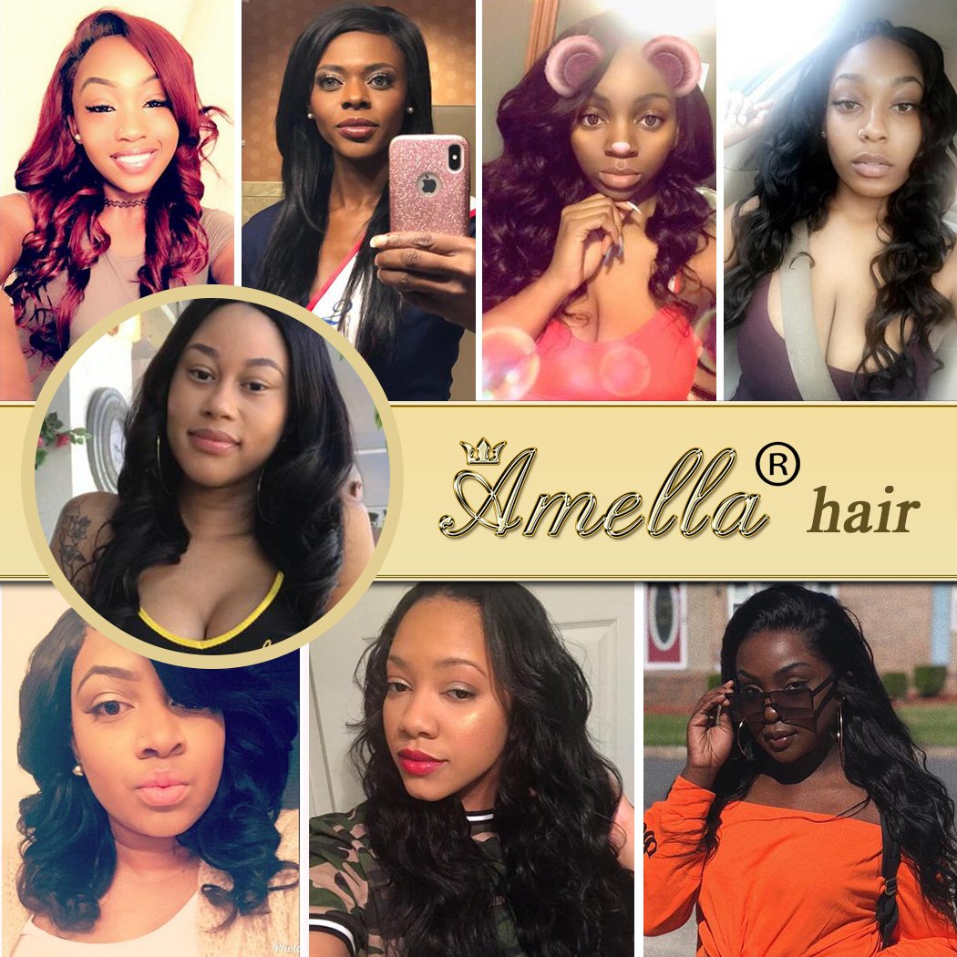 Amella Hair 100% Unprocessed Brazilian Body Wave One Bundle 22inch 8A Brazilian Virgin Hair Weave Human Hair Bundles Body Wave Natural Black Color 90-95g/bundle