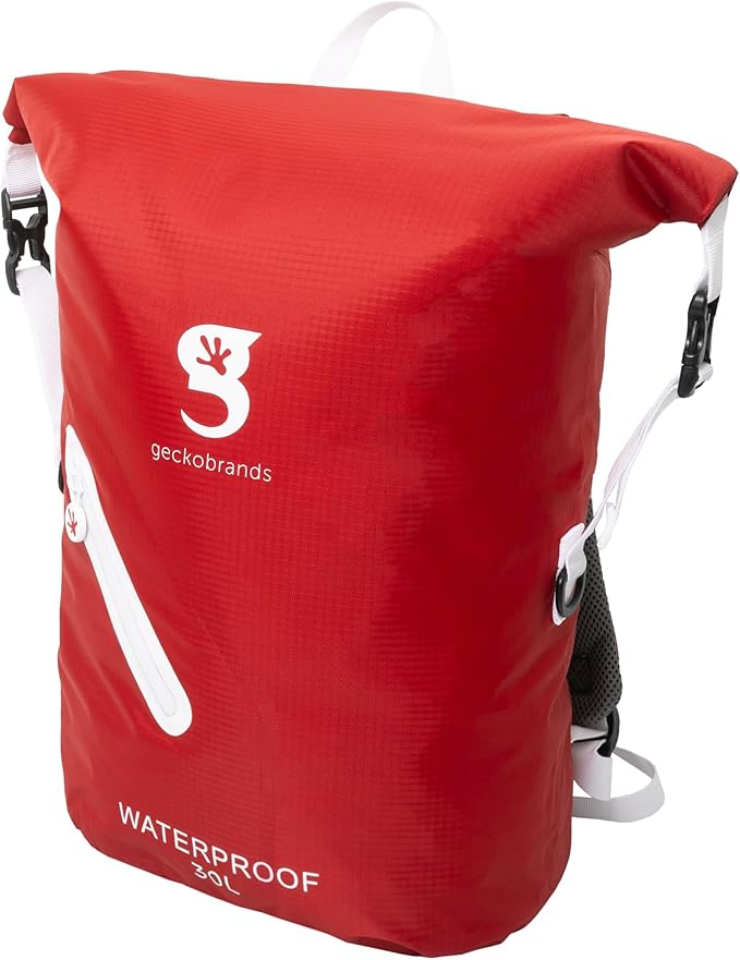 geckobrands Lightweight 30L Waterproof Backpack - Lightweight Watertight Outdoor Bag Hiking Traveling Light Water Activities