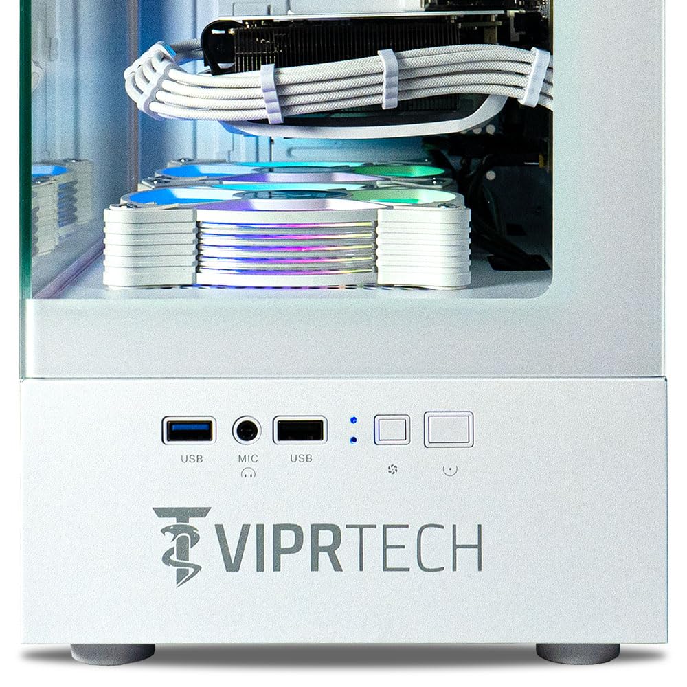 ViprTech Stryker 3.0 Liquid-Cooled PC - AMD Ryzen 7 (4.1GHz Turbo), RTX 3060 12GB, 32GB DDR4 3200, 1TB NVMe SSD, 700W PSU, WiFi BT, Win 11 Pro, RGB, Gaming Desktop Computer Prebuilt, White