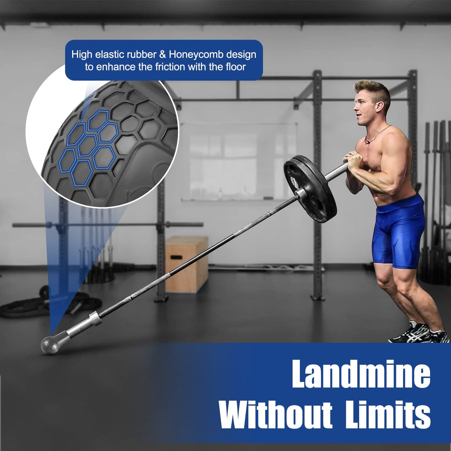 HXD-ERGO Landmine Attachment for Barbell, Barbell Bomb for Press, Row, Spin, Split Squats, Natural Rubber Barbell Landmine Attachments, T Bar Row Attachment Fits 2 Inch Olympic Bars(Gray)