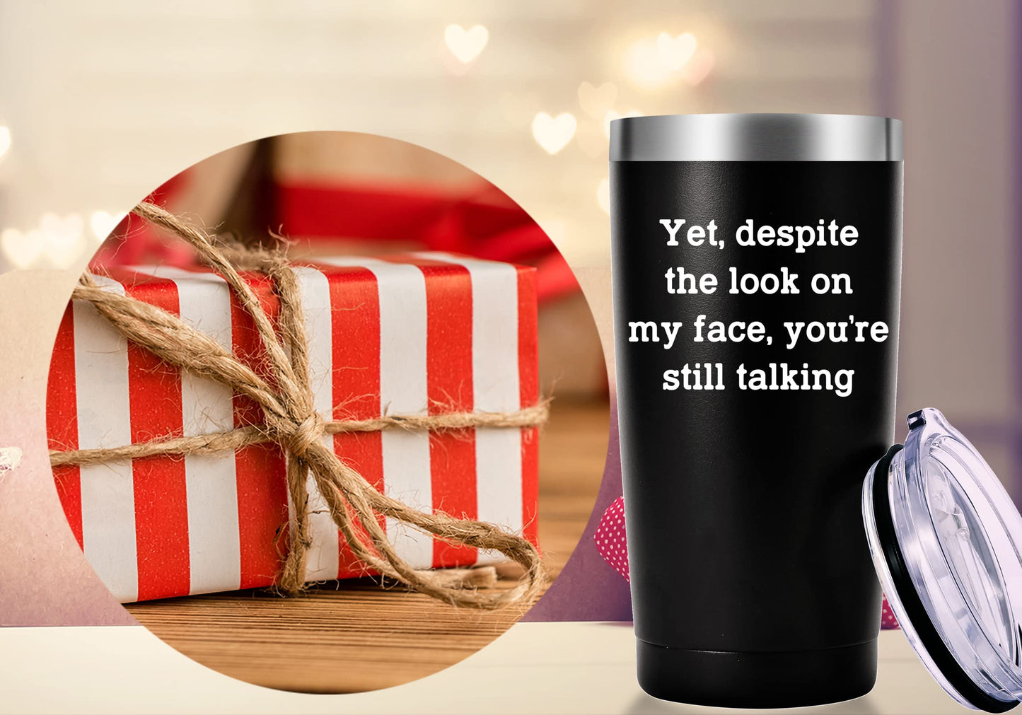 AMZUShome Yet Despite the Look on My Face Travel Mug Tumbler.Work Gifts.Office Gifts for Boss,Coworker,Colleague,Manger. Birthday Christmas Gift for Men Women Office Friend(20oz Black)