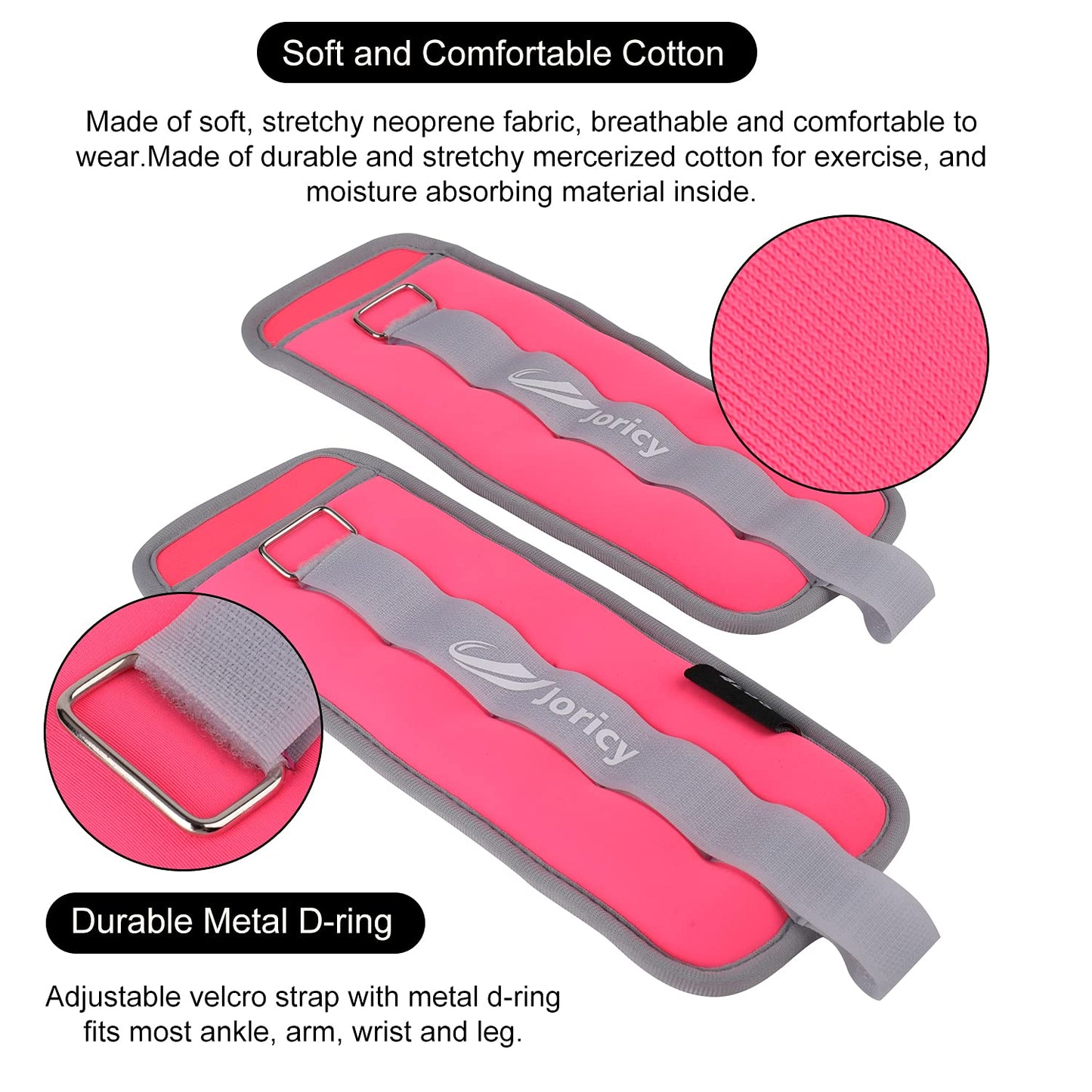 Ankle Weights, Wrist Leg Arm Weights for Women Men Kids with Adjustable Straps, A Pair Of 8LBS(4LB Each Weight) Strength Training Weighted for Jogging, Running, Walking, Fitness, Gym Workout, Pink