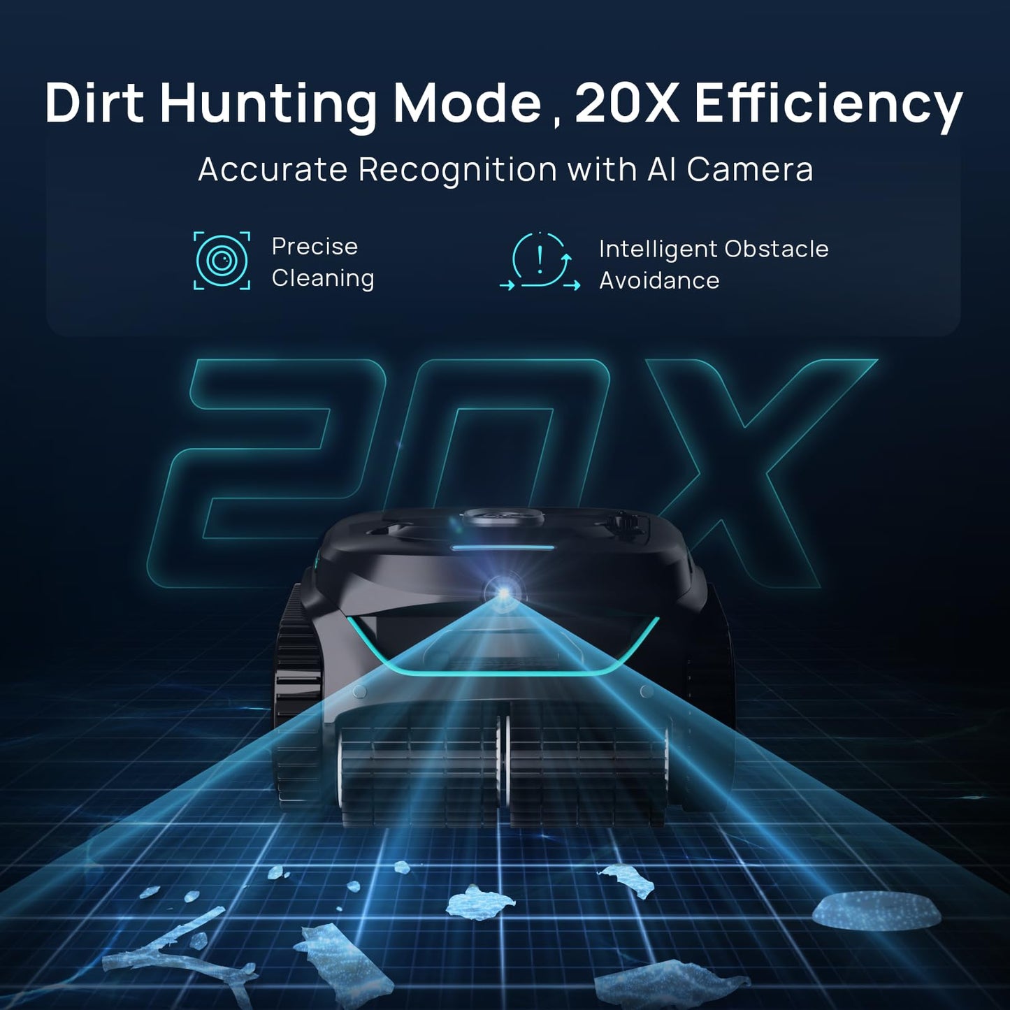 (2025 New) WYBOT C2 Vision Robotic Pool Vacuum with AI Camera, Ultra-Fine Filtration Pool Cleaners for Above&Inground Pools, Comprehensive 8 Mode, Wall Climbing, Smart Navigation, Black