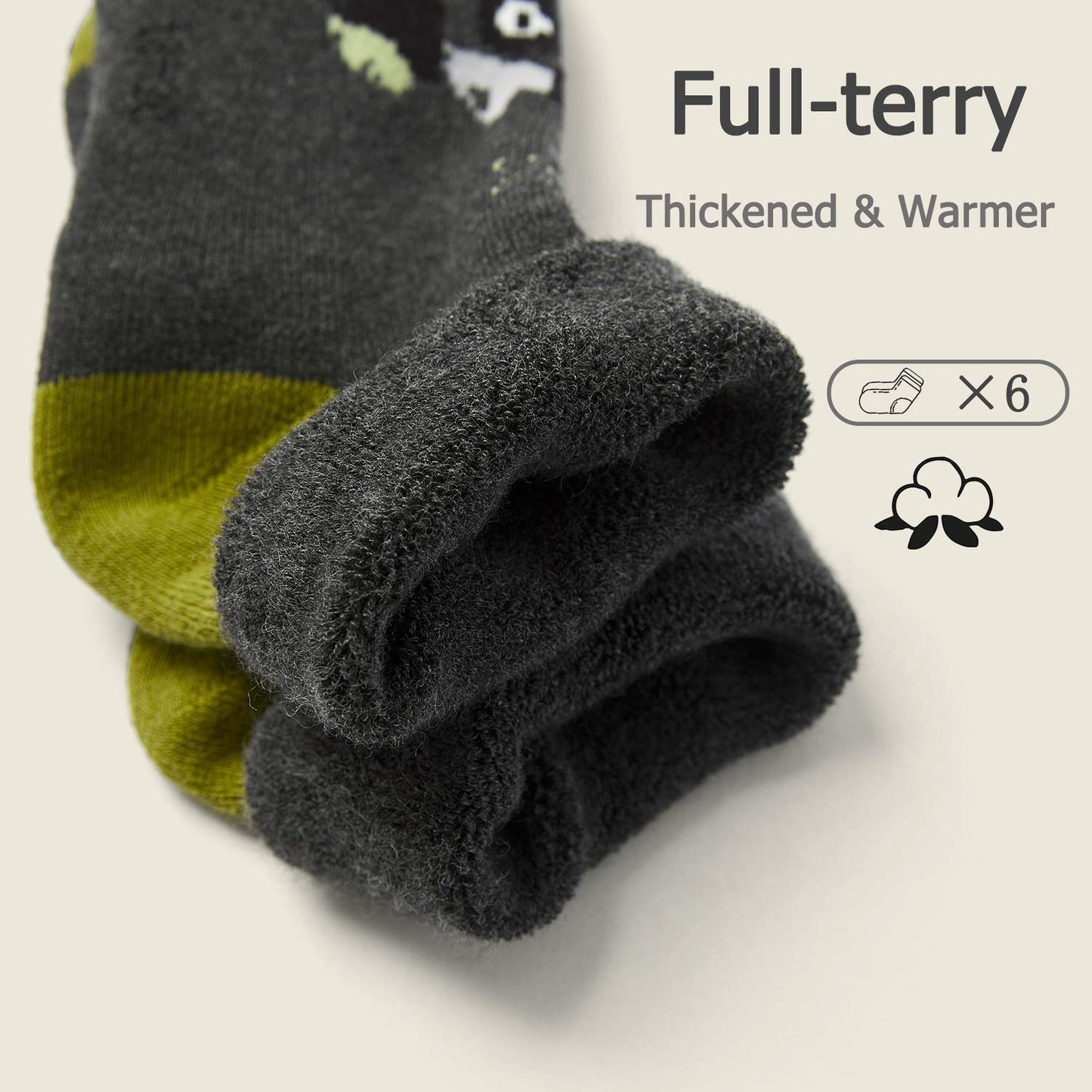 HowJoJo Big Boys Thick Cotton Socks Kids Winter Warm Thermal Socks Cartoon Monster Trucks Socks 6 Pack Size 1-3