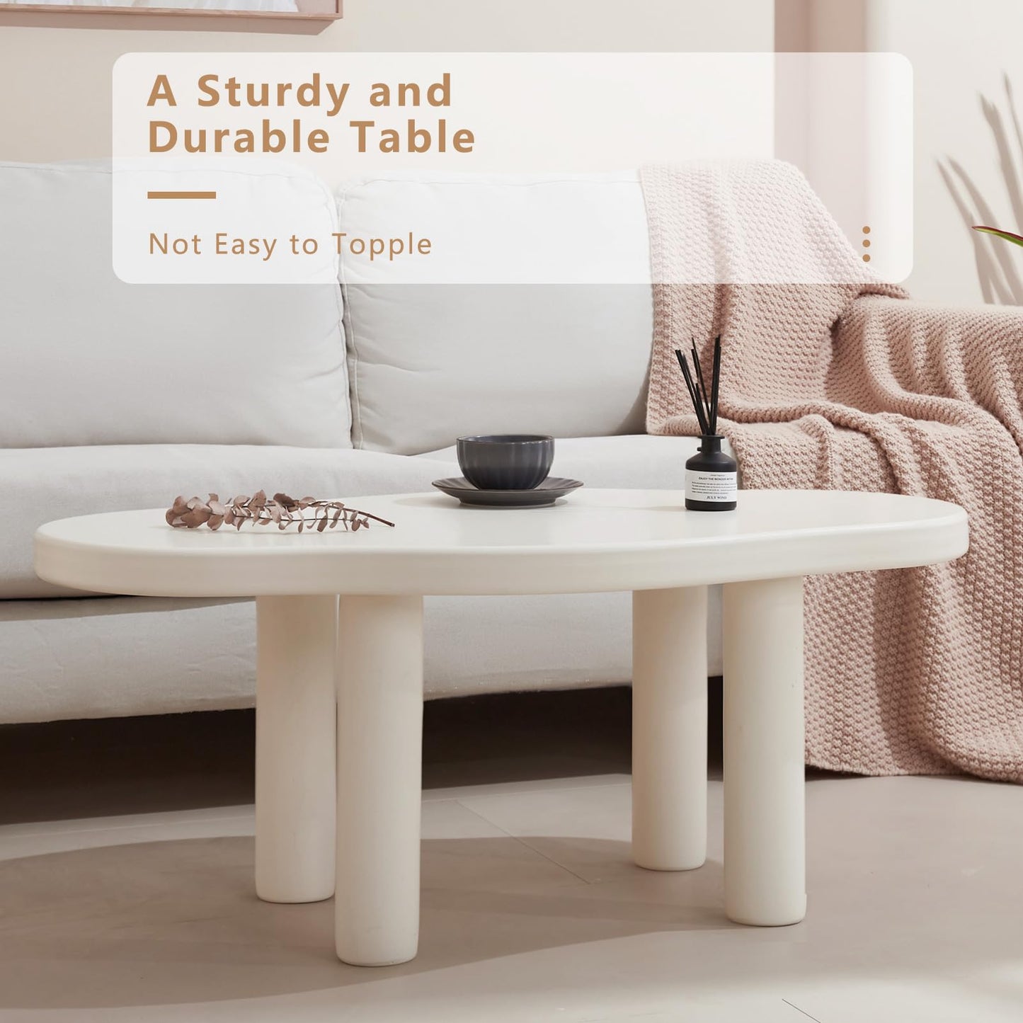 ANTJUMPER Cloud Coffee Table - Cute Coffee Table - Irregular Shape Coffee Table with 4 Legs - Modern End Table for Living Room,Apartment,Bedroom,Easy Assembly-White
