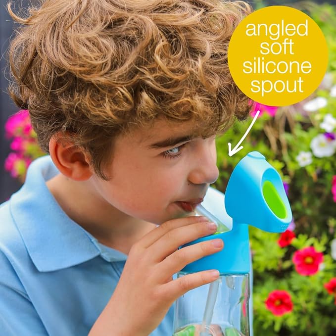 b.box Tritan Drink Bottle for Kids Toddlers, Water Bottle w/Flip Straw and Spill Proof Lid, Cool Modern Child Friendly Design, Best for After Sippy Cup, BPA Free Plastic, 15oz, Ocean Breeze