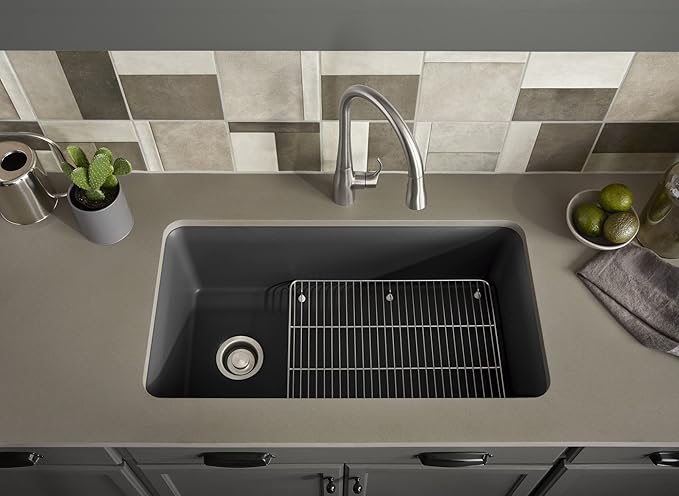 KOHLER K-8206-CM7 Cairn Sink, 33 in, Matte Graphite