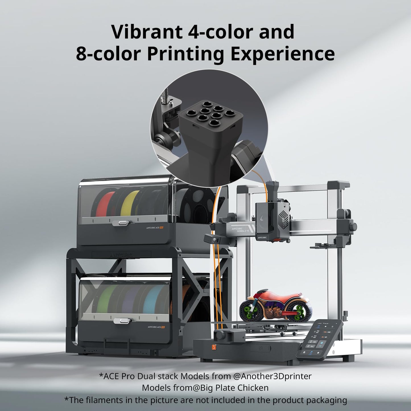 Anycubic Kobra 3 V2 Combo 3D Printer, Smart Multicolor Printing Up to 600mm/s Print Speed, Active Filament Drying Enhanced Auto-leveling for Higher Success Rates, 10.0'' x 10.0' x 10.2'' Printing Size
