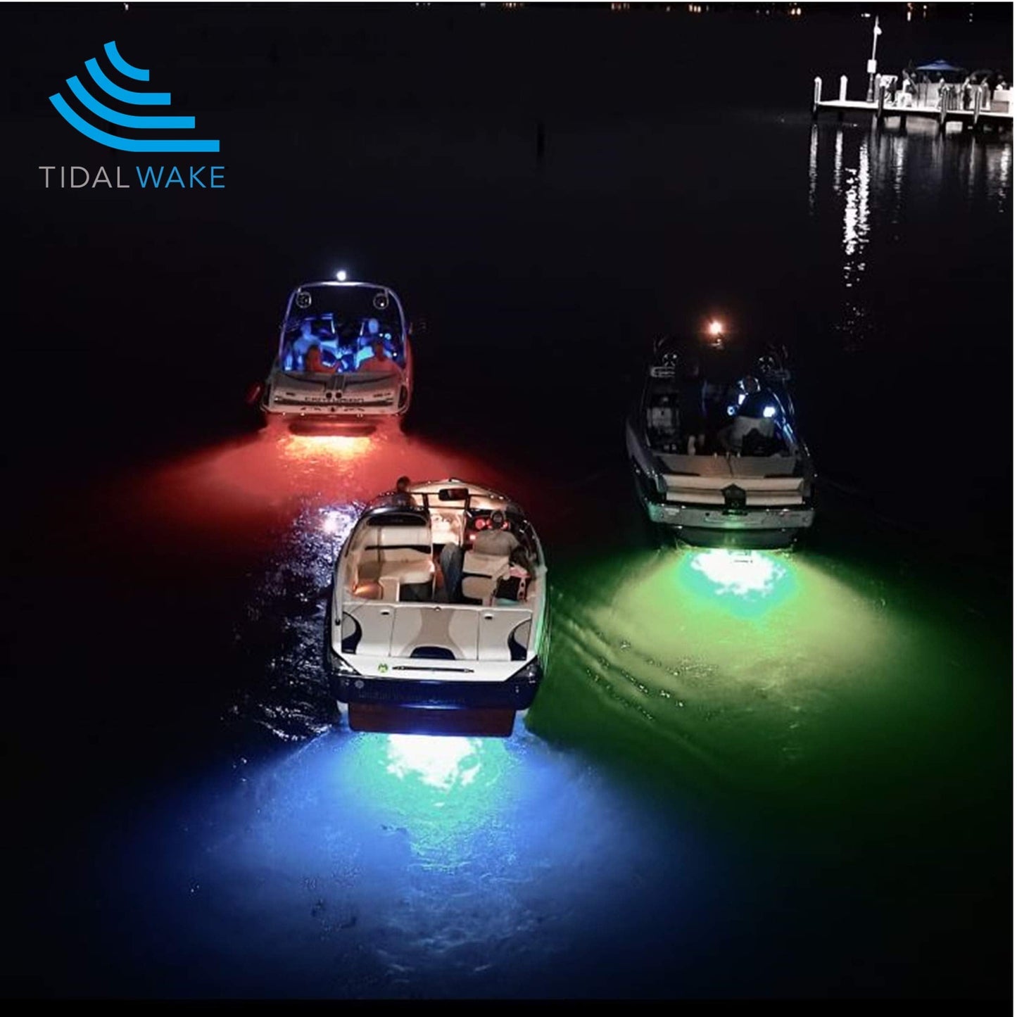 Tidal Wake IP68 Underwater 1/2in Standard Boat Drain Plug LED Light Built-in Driver & Overheat Protection 3 Yr/50,000hr Warranty, 316 Stainless Steel, 12-30v/27w,1800 lumen w/Storage Bag (Red)
