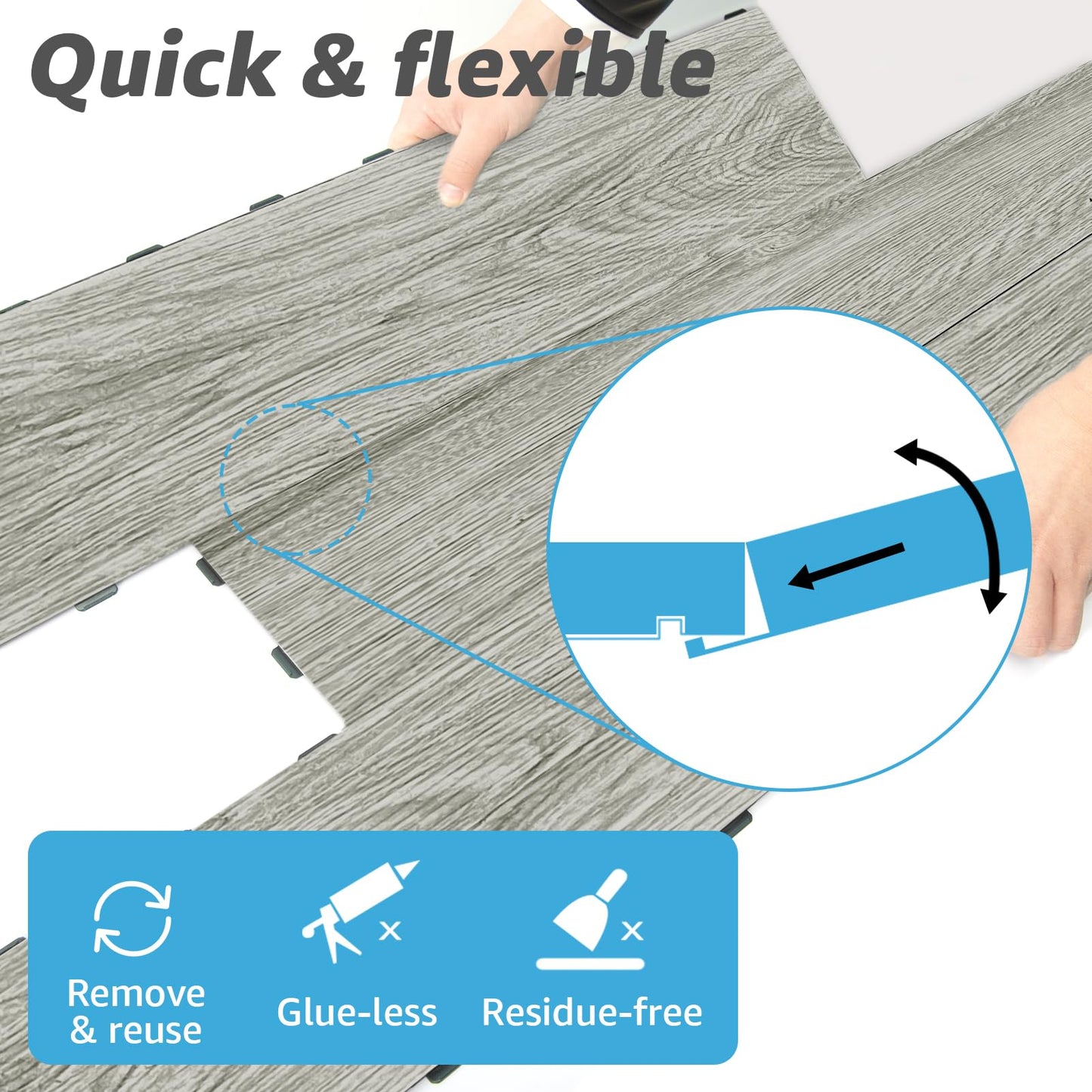 Art3d Interlocking Luxury Vinyl Flooring Tile, Wood Floor Plank for Kitchen Bathroom - Waterproof, Anti-Slip, Wear-Resistant, Reusable - 36 x 6 Inch, 18-Pack Cover 27 Sq. Ft