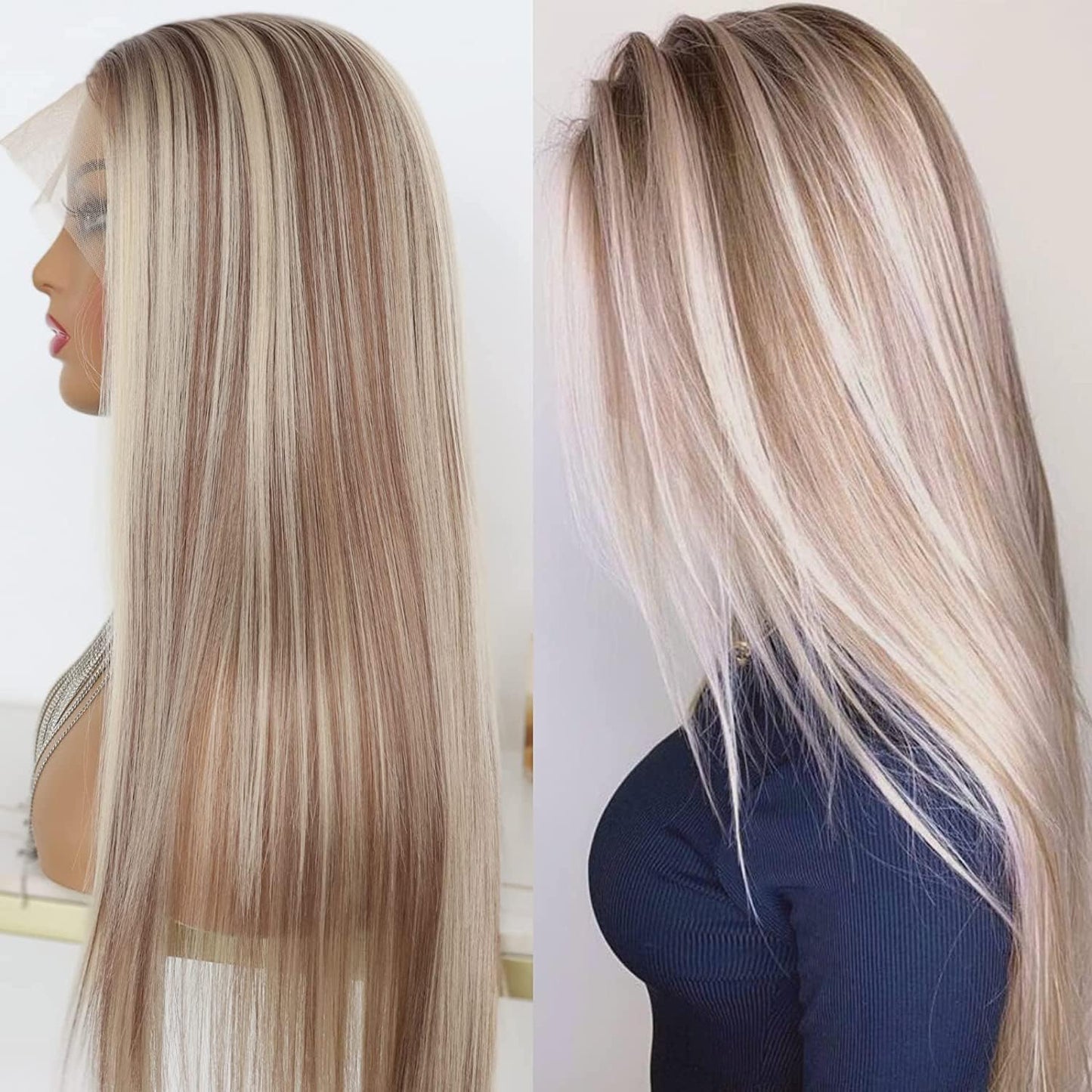 MACA BAKA Highlight Ash Blonde Lace Front Wig 13x4 13x6 Lace Frontal wig