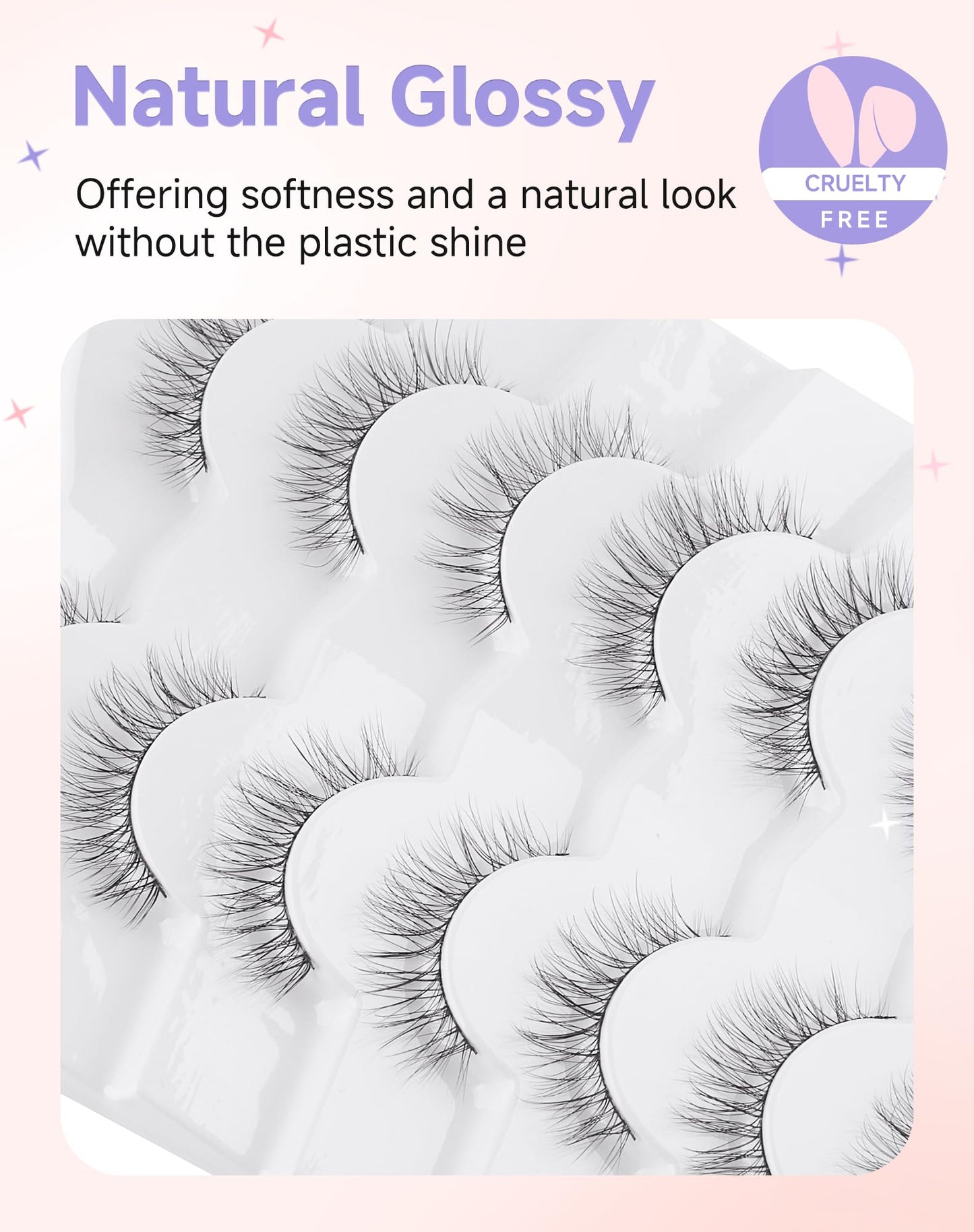 Natural Lashes Natural Eyelashes Natural Look Wispy Lashes Mink Lashes False Eyelashes Fake Eyelashes C Curl Lashes Strip Lashes Pure-08