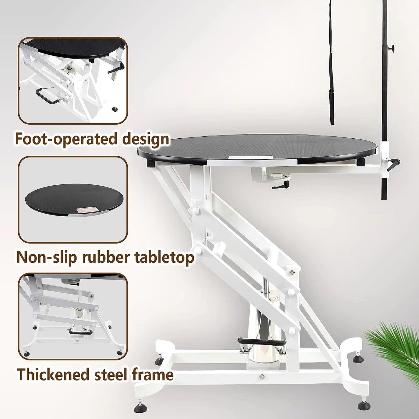 Professional Dog Grooming Table Hydraulic Height Adjustable pet Grooming Table with Adjustable Dog Grooming Arm Non-Slip Rubber Tabletop Dog Washing Station for Cat, Dog