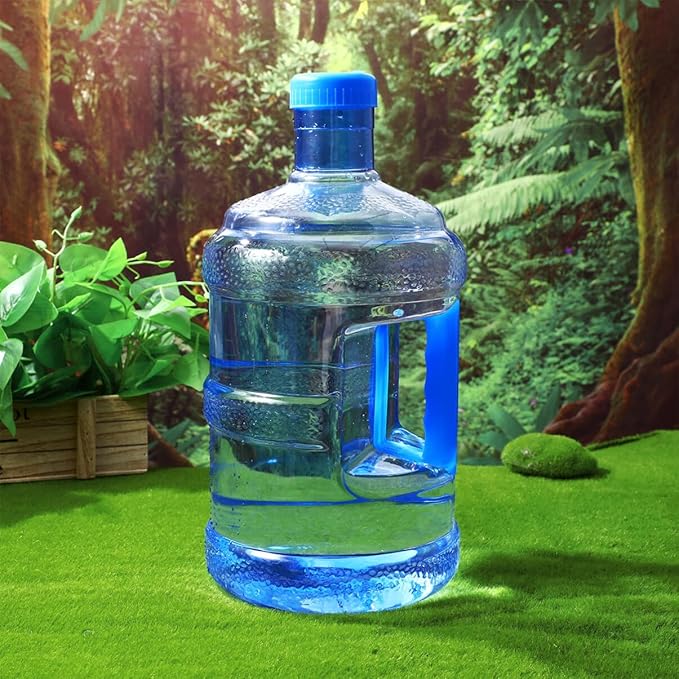 Baluue 5L Water Bottle with Screw Cap, Food Grade Mineral Water Bottle Jug Container Carry Handle for Sports Outdoor Travel Camping Residential Commercial Use Supplies