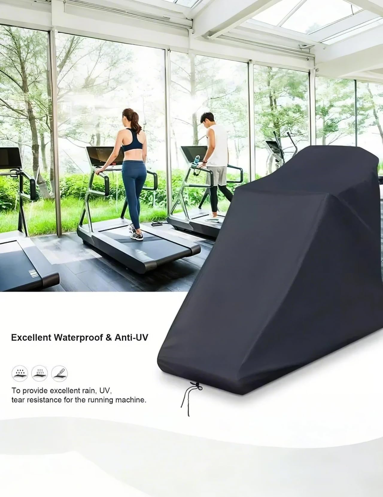 Treadmill Cover Waterproof Outdoor,78.7 x 37.4 x 59 inches Dustproof Running Machine Cover with Drawstring,Treadmill Cover for Home and Gym
