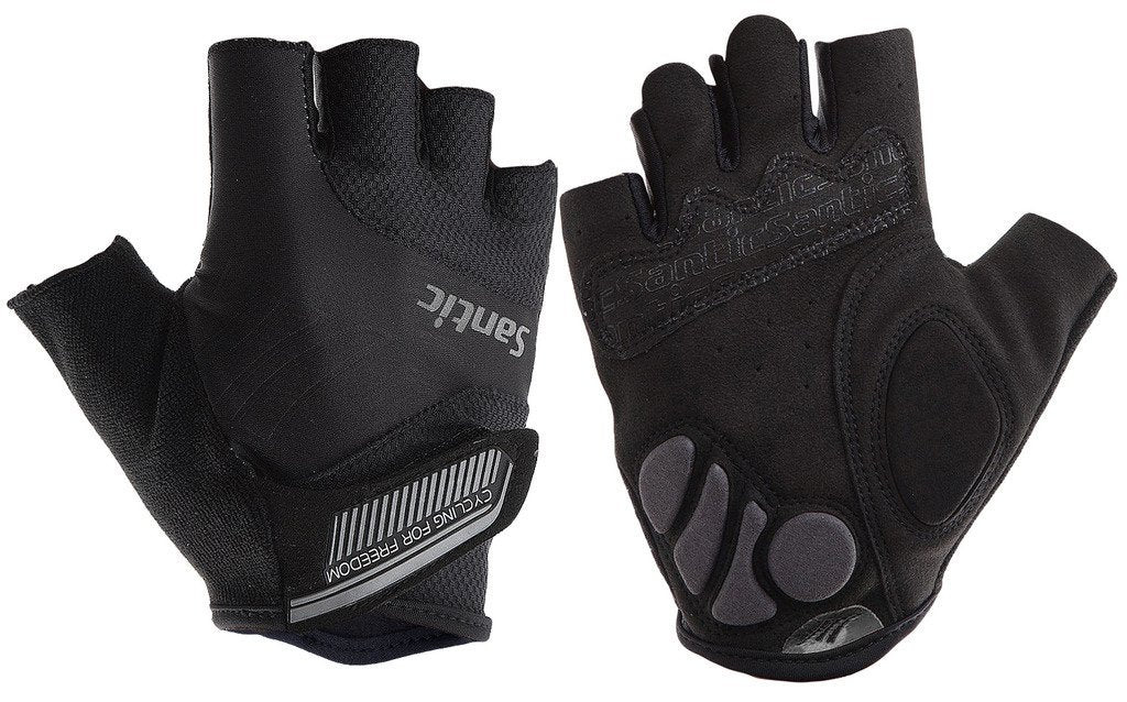 Santic Classic Fingerless Cycling Gloves with Shock-Absorbing Foam Pad Breathable Half Finger Moutain Bike Bicycle Riding Gloves for Men and Women Black S