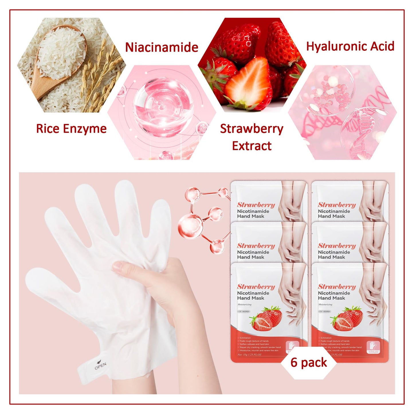 PPPanYiDi Hand Masks Moisturizing Gloves,6 Pairs Hydrating Hand Peel Masks Gift Set for Dry Cracked Hands Care,Long-lasting and Non-greasy Hand Moisturizer Gloves for Women F