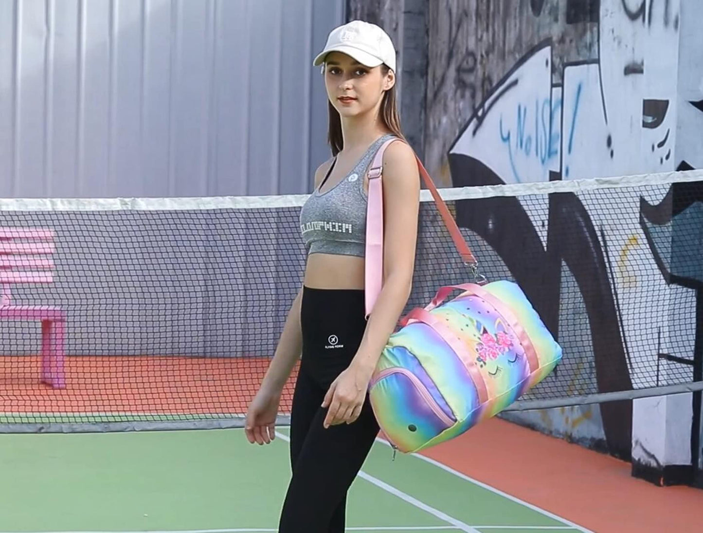 BLUBOON Duffle Bag Girls Kids Cute Gym Bag with Shoes Compartment & Wet Separation Waterproof Sports Overnight Travel Bag Dance Bag
