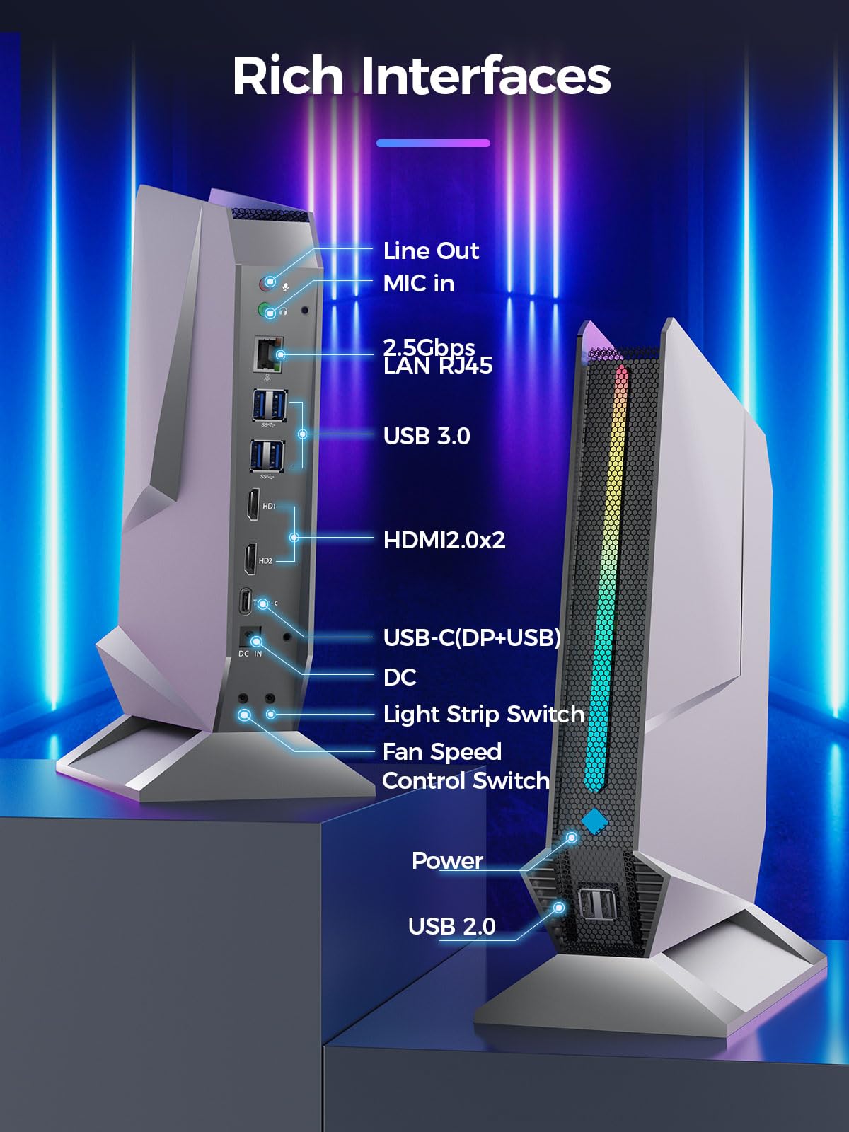 TOPGRO T1-Pro Mini Gaming PC Core i7-13700H/RTX4060 8G GDDR6,Mini Gaming Computer 32GB RAM DDR5-5200,1TB PCIe4.0 SSD,Adjustable RGB Light,WiFi6E/BT5.3/2.5G LAN/USB-C 4K@60Hz Win11 Pro Desktop PC