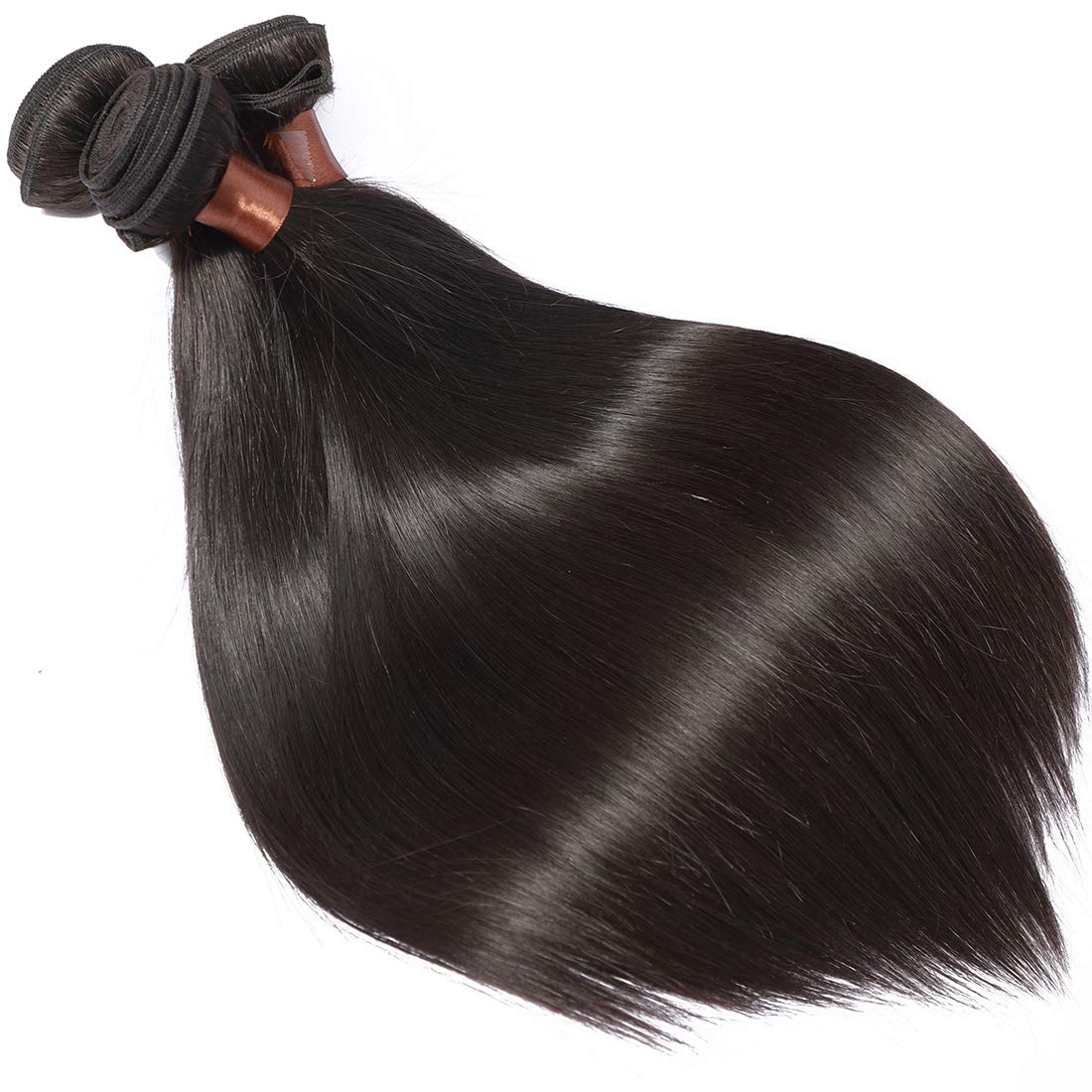 ANGIE QUEEN Peruvian Virgin Hair Straight Hair 3 Bundles Weaves 100% Unprocessed Human Hair Extentions Wefts Nature Black Color (20 22 24)