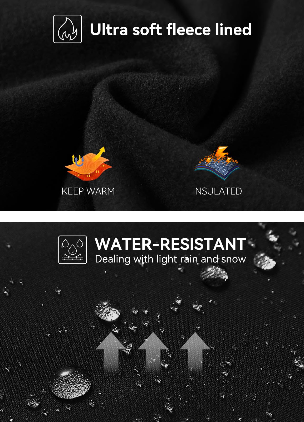 BALEAF Fleece Lined Leggings Women Waterproof Thermal Winter Hiking Pants Warm Tights Skiing Running Yoga Travel Gear Black S