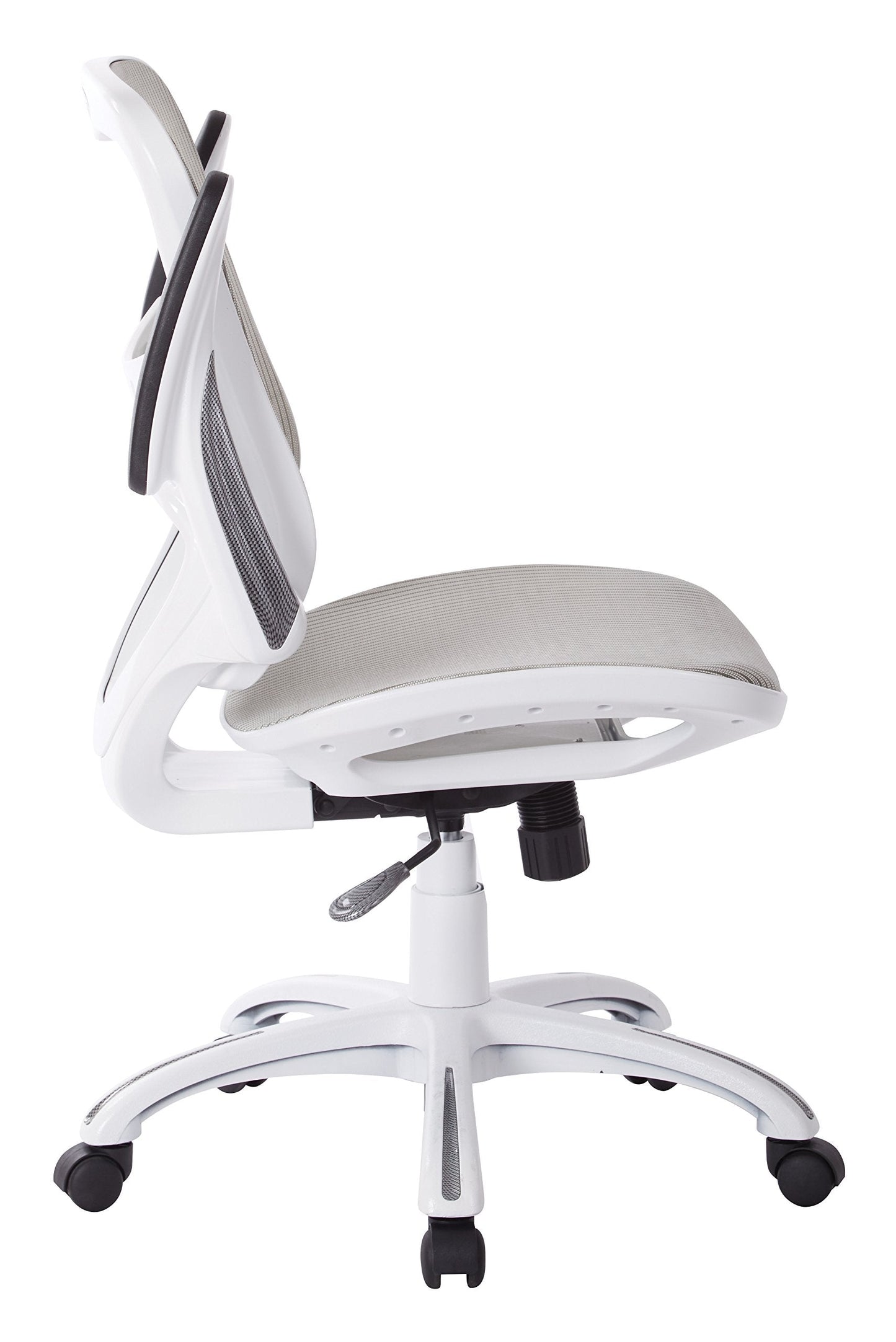 Office Star Ventilated Manager's Office Desk Chair with Breathable Mesh Seat and Back, White Base, White