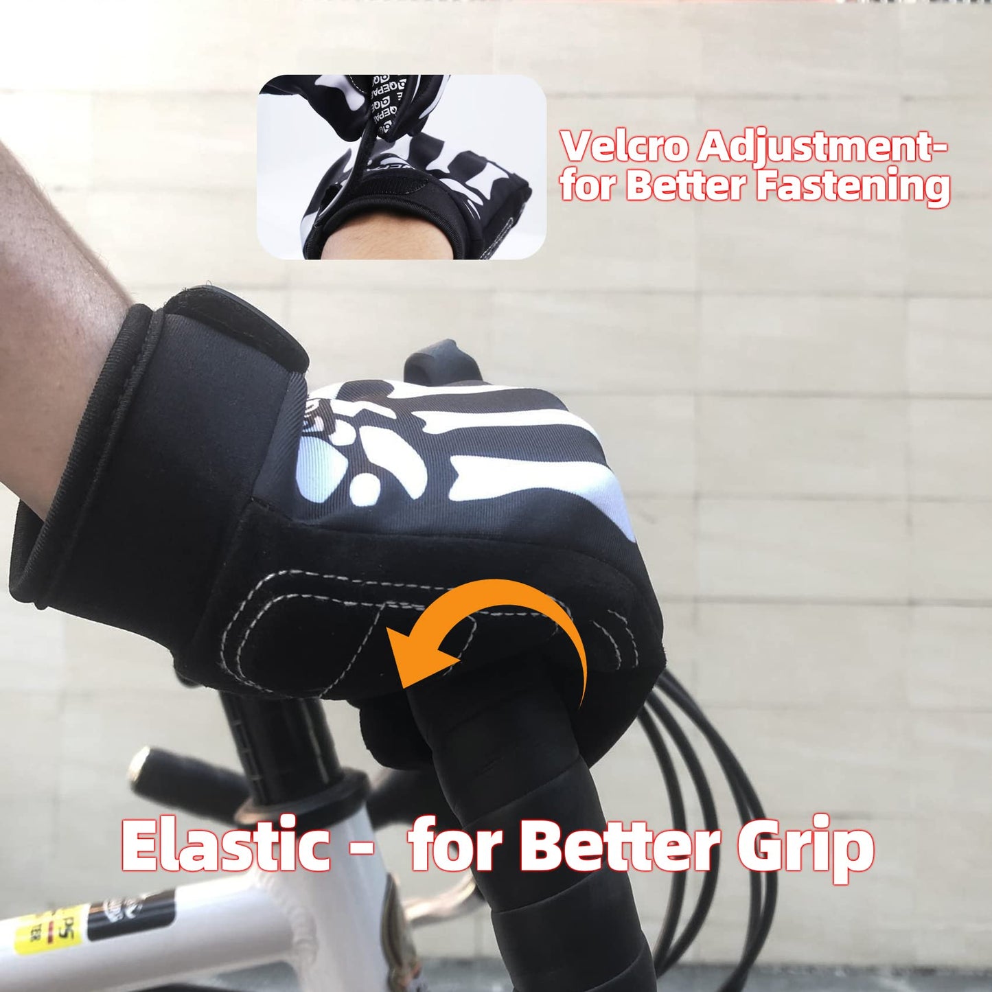 Basecamp Bike Full Finger Skeleton Gloves,Slip-Resistant Performance Specialized Bike Cycling Bicycle Riding Gloves for Women and Men,Bone Skeleton Gloves Costume Hand Gloves for Bike Riders(XL)