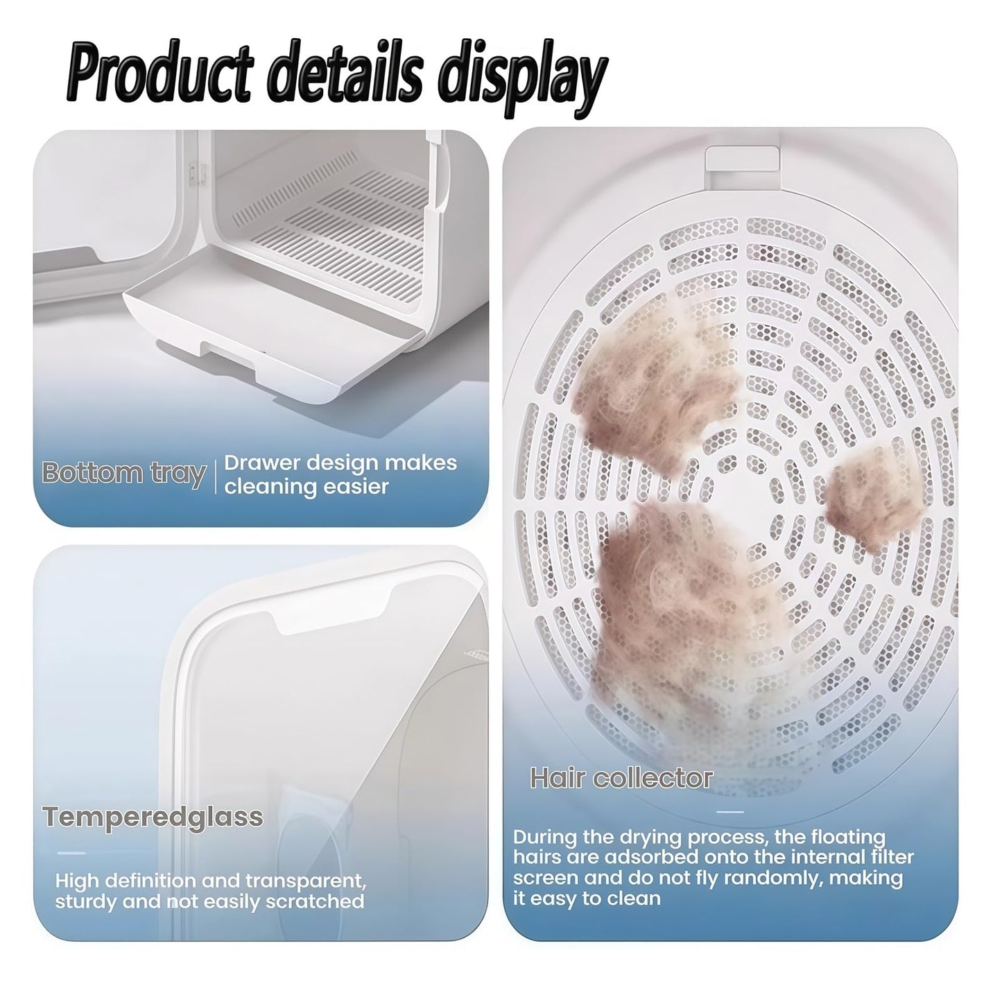 WENMEE Pet Dryer Box for Dogs&Cats,Low Noise Grooming Dryer Machine with Toughened Glass&Touch Panel