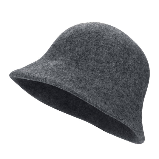 Women Cloche Bucket Hat Vintage Faux Wool Felt Hat Winter Warm Church Bowler Hat Ladies Fedora Hat Fall Bell Round Cap (Light Gray)